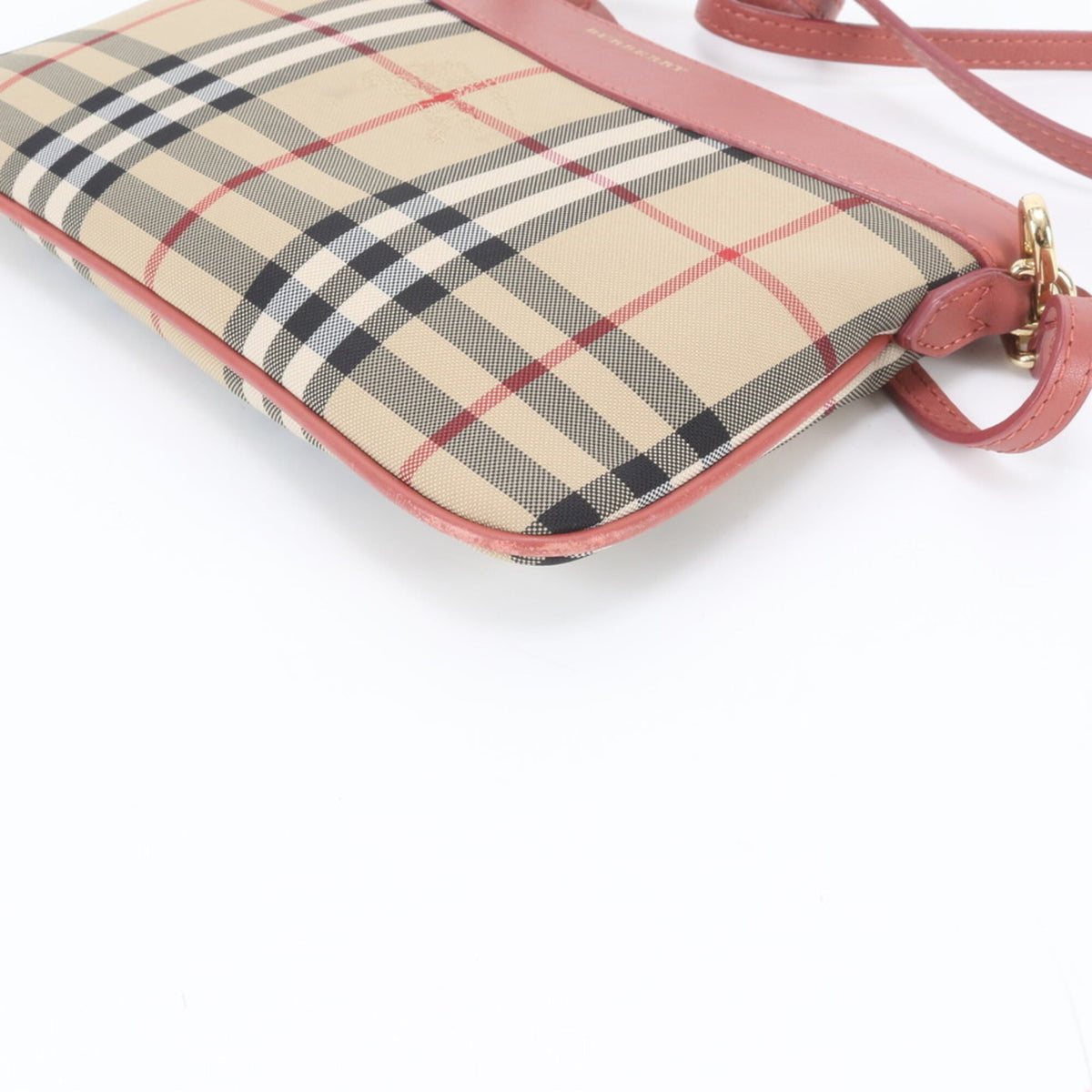 Burberry Beige Pink Leather Nylon Shoulder Bag (Pre-Owned)