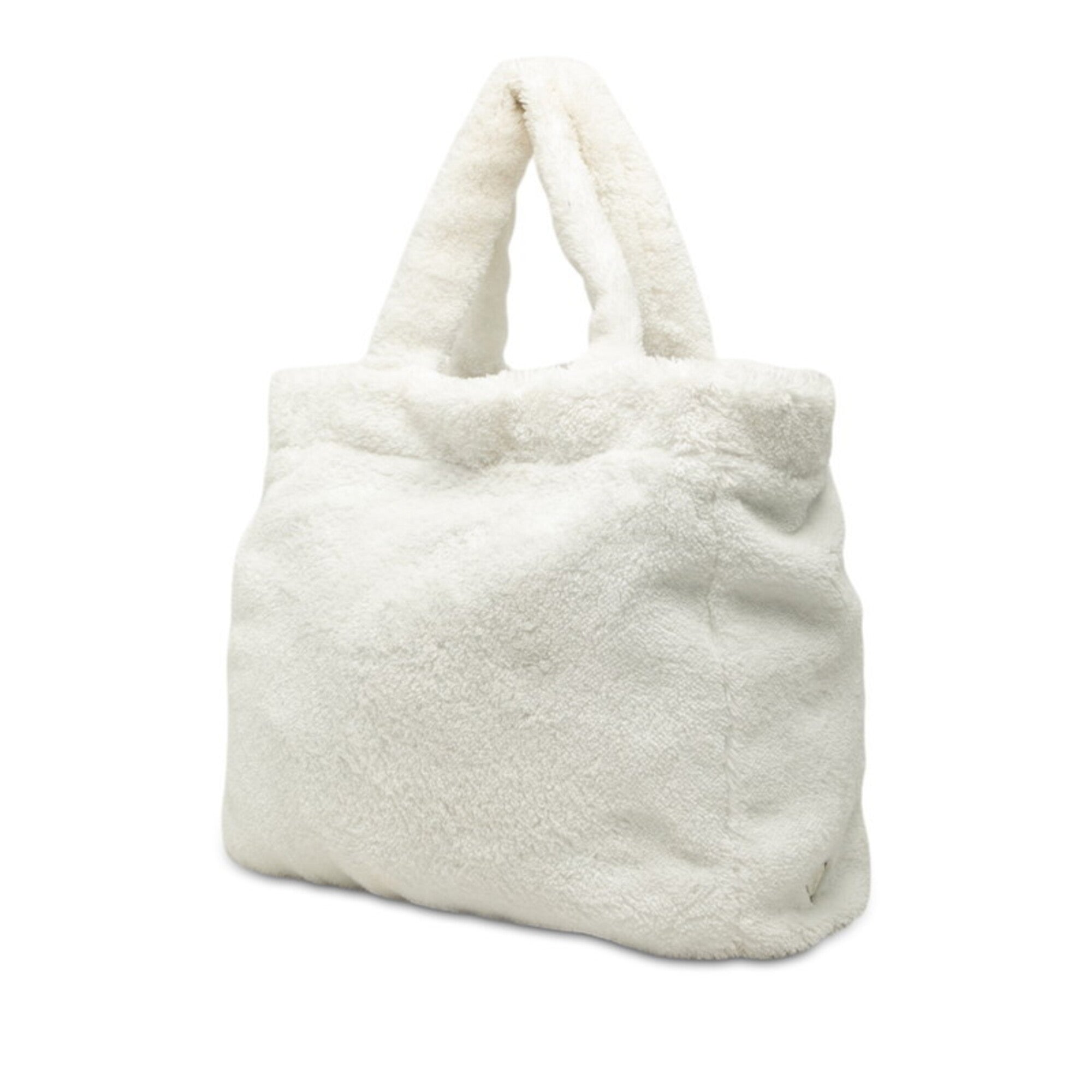 Prada White Pile Fabric Handbag Tote Bag (Pre-Owned)