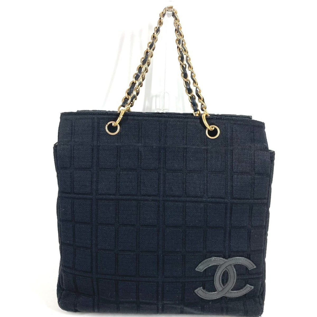Chanel Black Cotton Shoulder Bag Tote Bag (Pre-Owned)