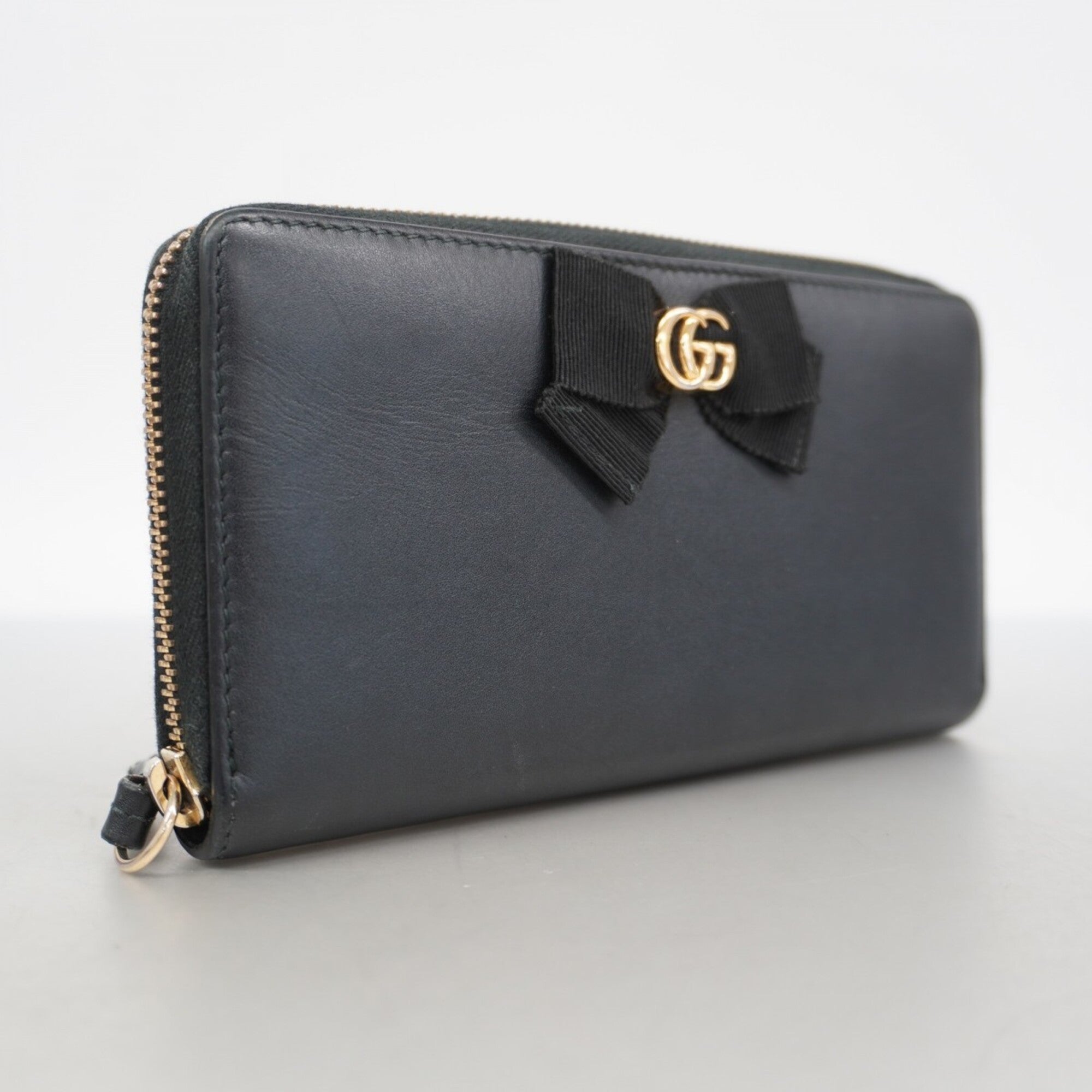 Gucci Black Leather Long Wallet (Bi-Fold) (Pre-Owned)