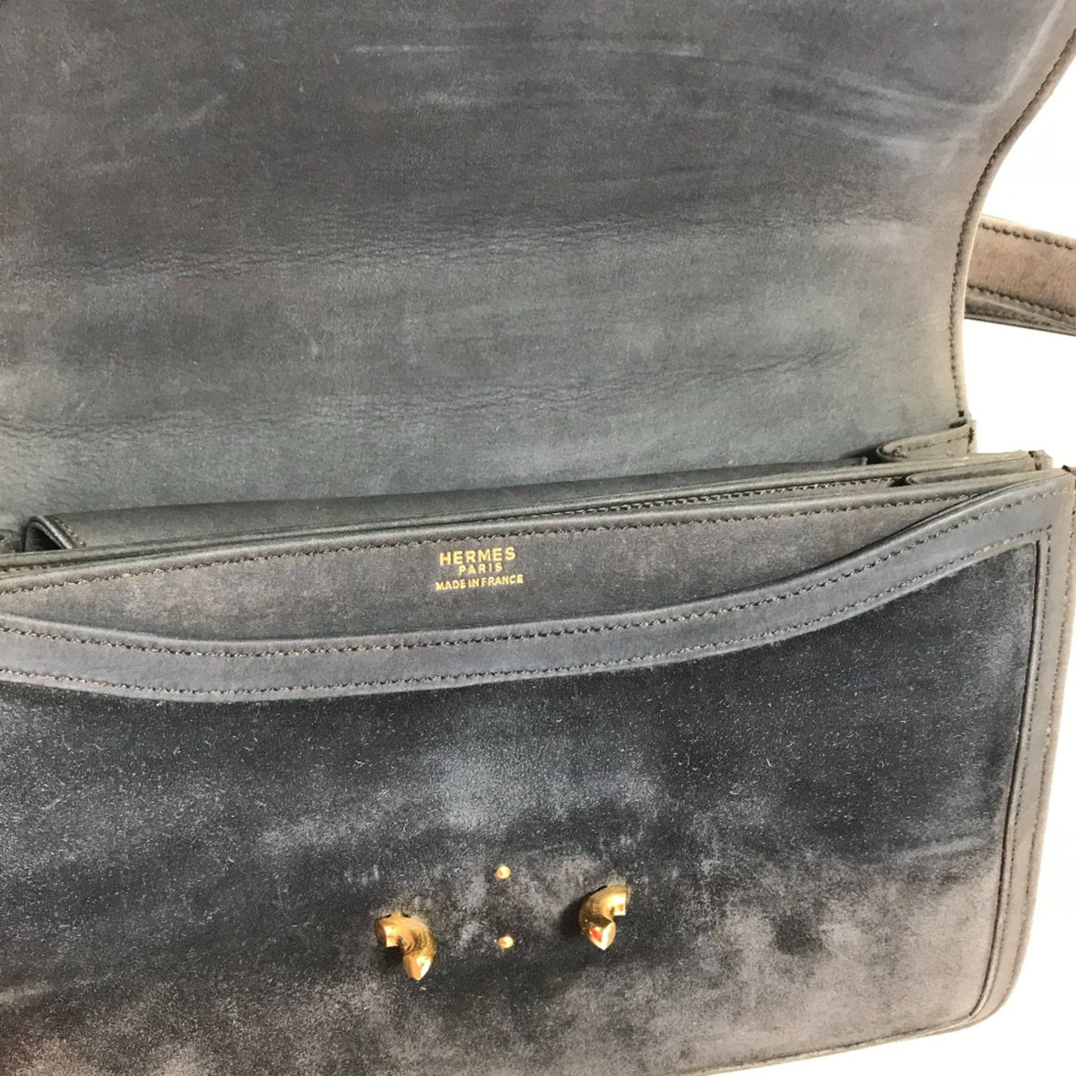 Hermes Gray Leather Shoulder Bag (Pre-Owned)