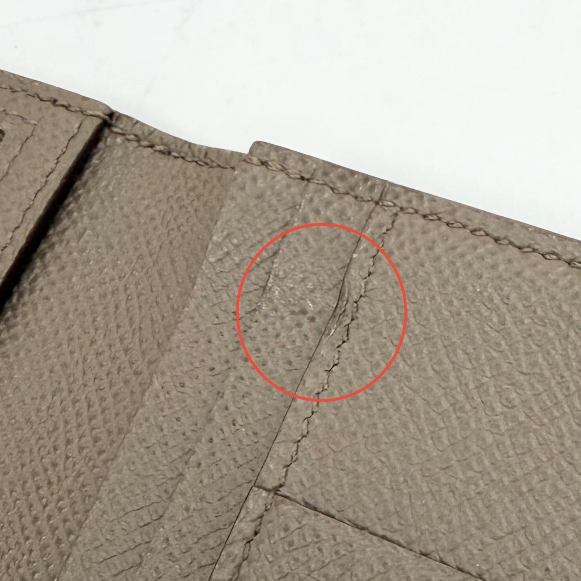 Hermes Taupe Epsom Leather Long Wallet (Bi-Fold) (Pre-Owned)