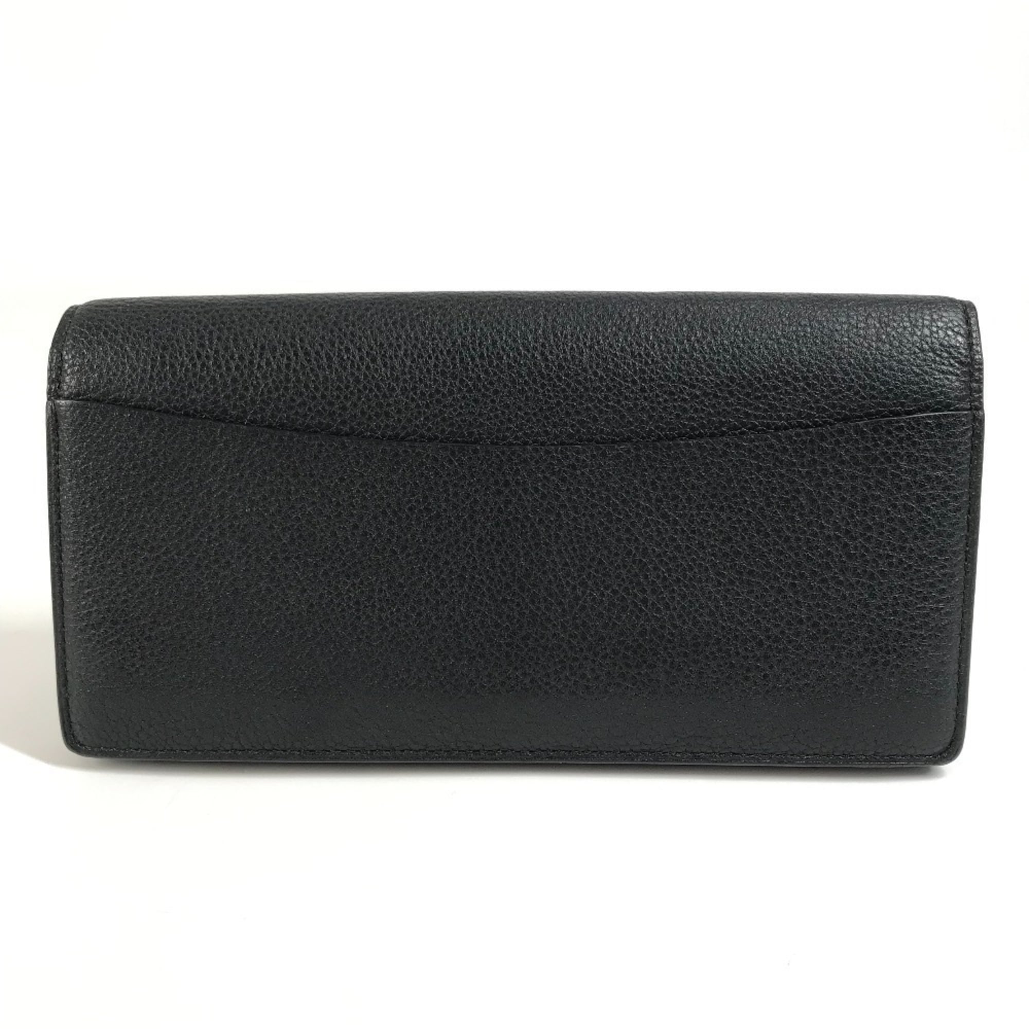 Louis Vuitton Black Leather Long Wallet (Tri-Fold) (Pre-Owned)