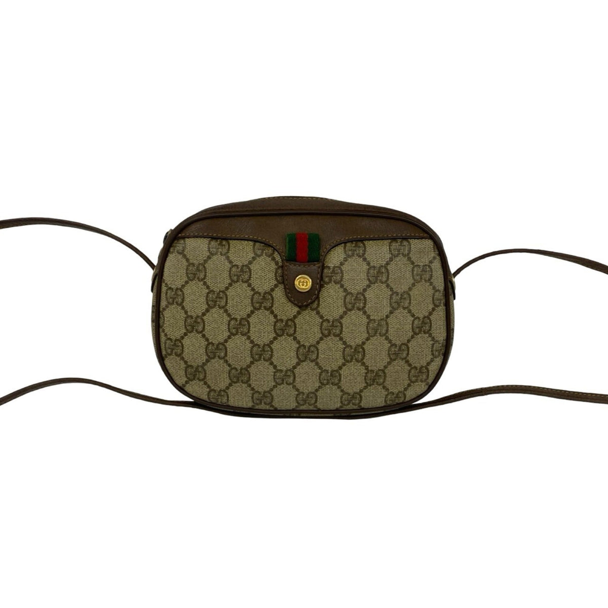 Gucci Brown Green Red Color Leather Pvc Pochette Shoulder Bag (Pre-Owned)