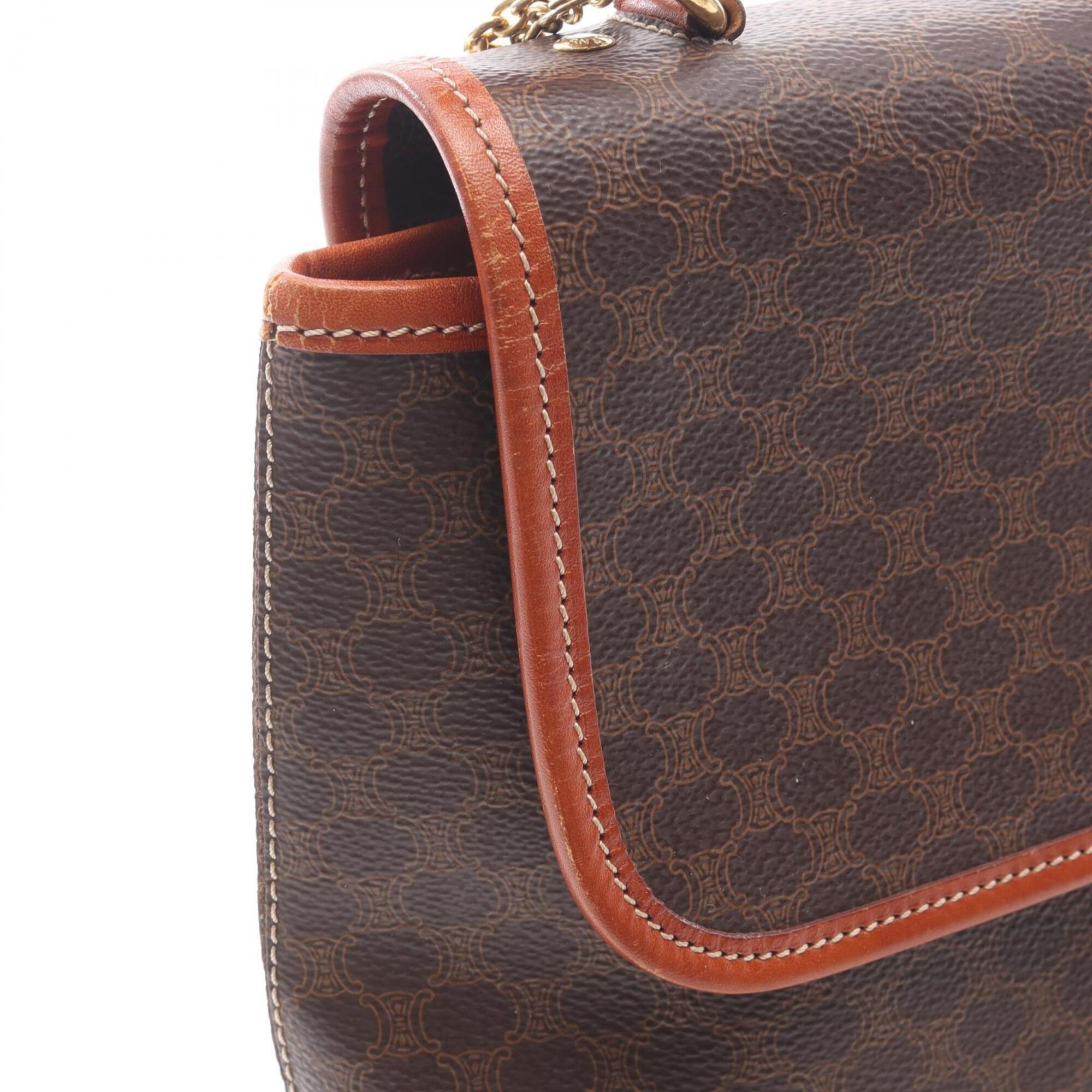 Celine Macadam Brown Coated Canvas Handbag (Pre-Owned)