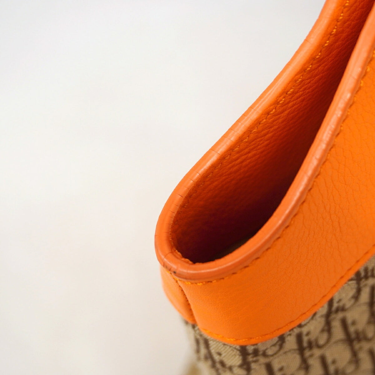 Christian Dior Brown Orange Canvas Leather Handbag (Pre-Owned)