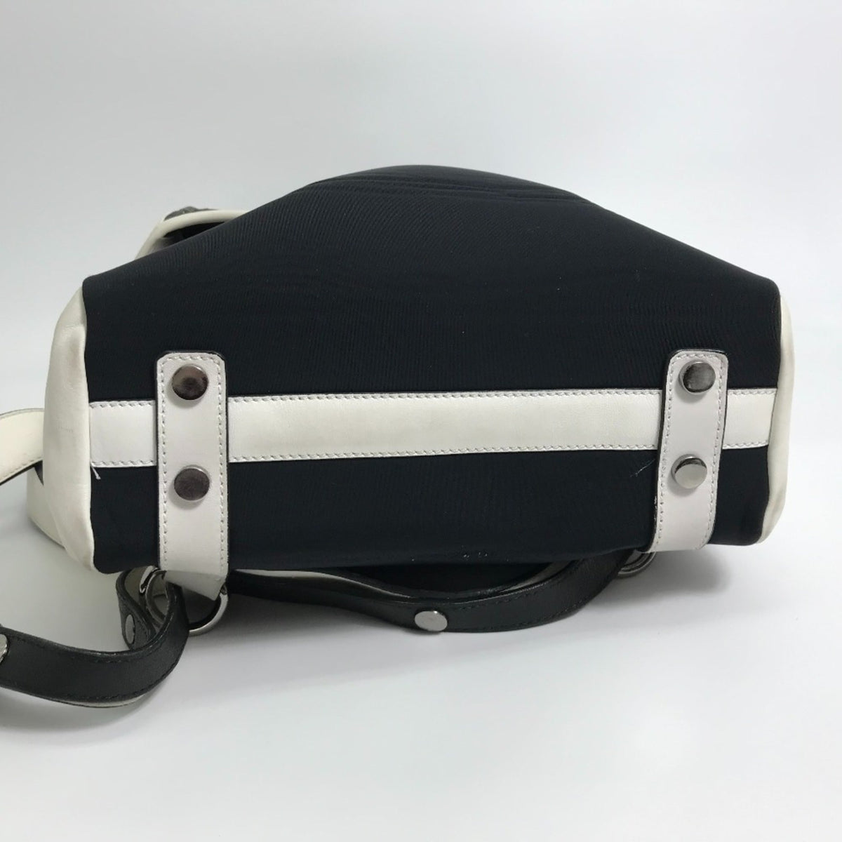 Jimmy Choo Black White Leather Jersey Backpack (Pre-Owned)