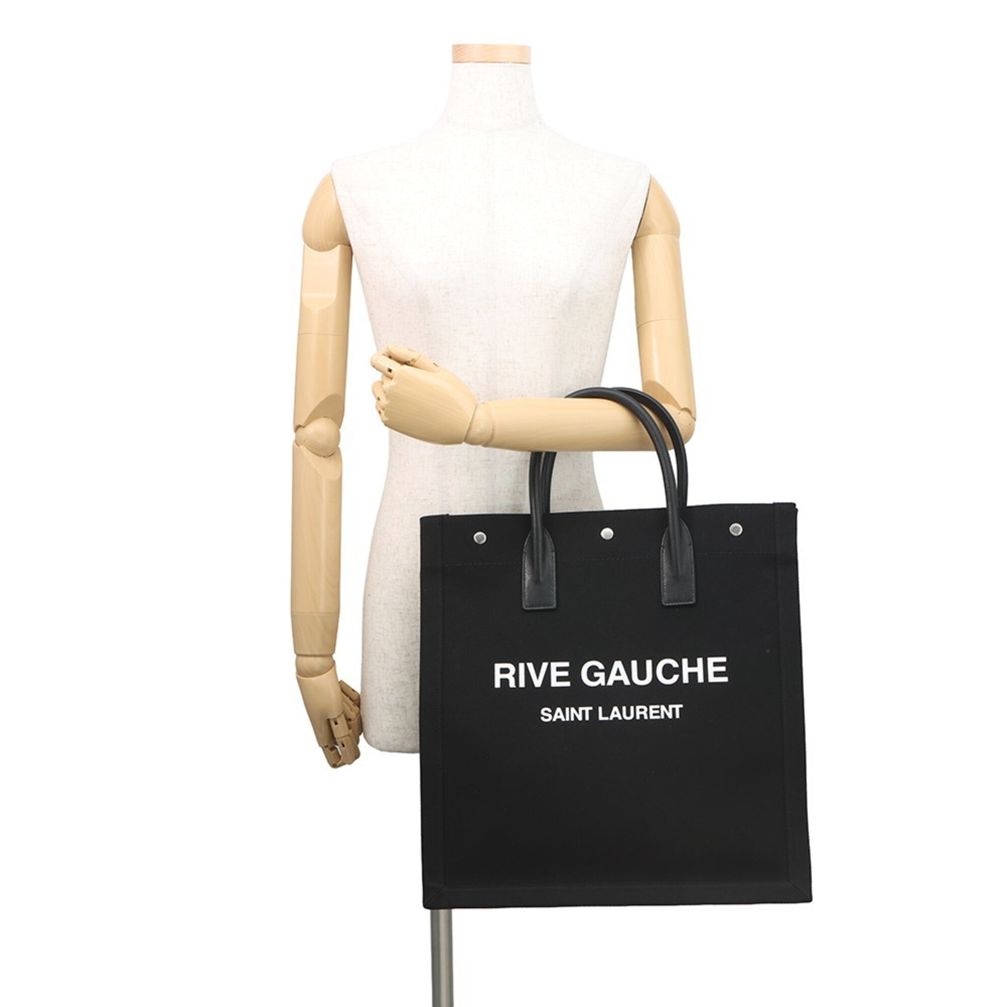 Yves Saint Laurent Black Canvas Handbag Tote Bag (Pre-Owned)