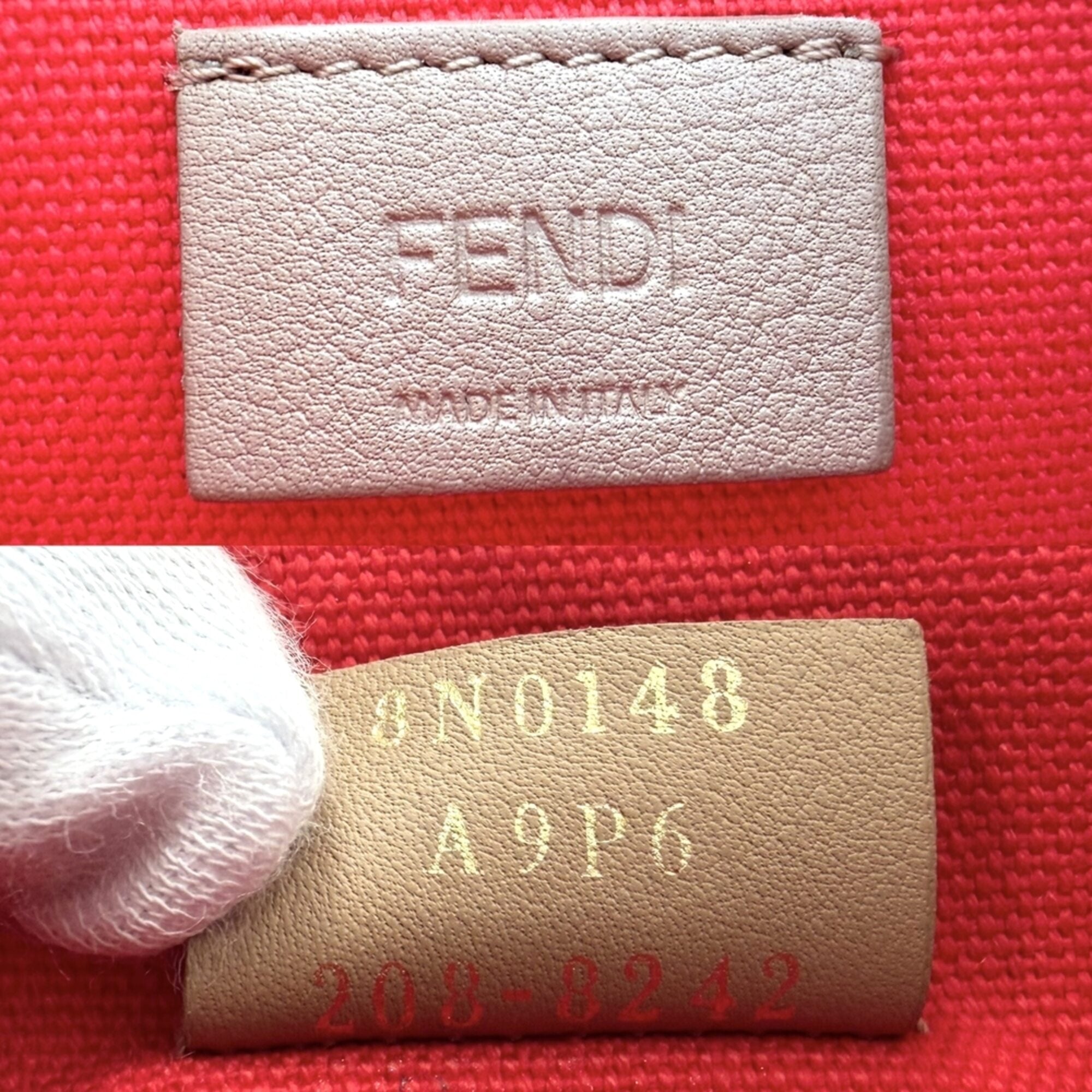 Fendi Zucca Red Color Canvas Leather Pouch (Pre-Owned)