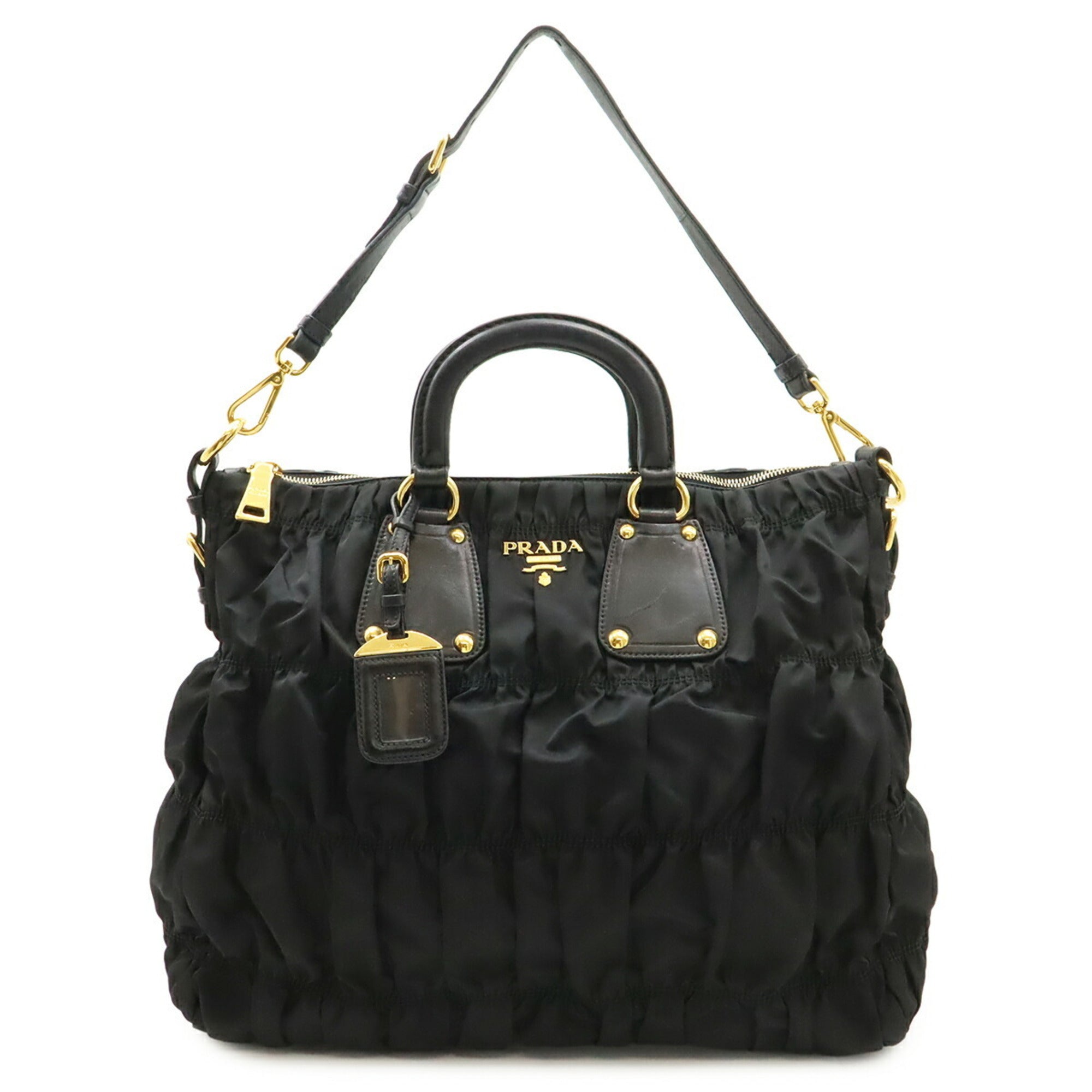 Prada Black Nero Tessuto Handbag Shoulder Bag Tote Bag (Pre-Owned)
