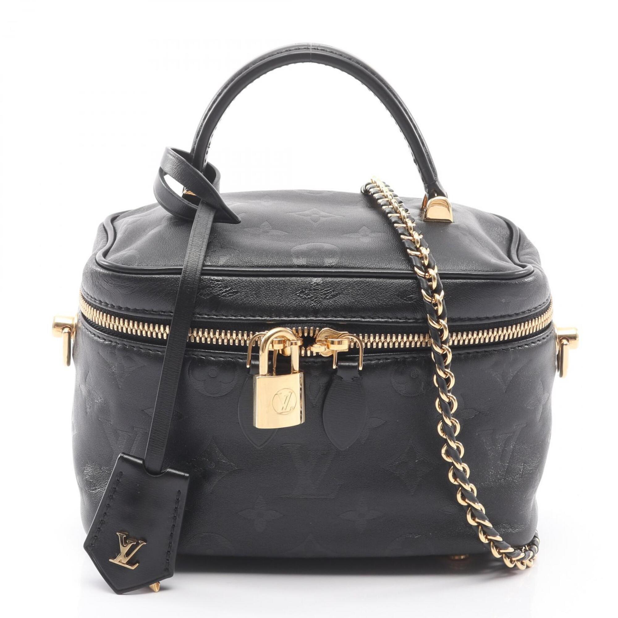 Louis Vuitton Black Leather Handbag Vanity Bag (Pre-Owned)