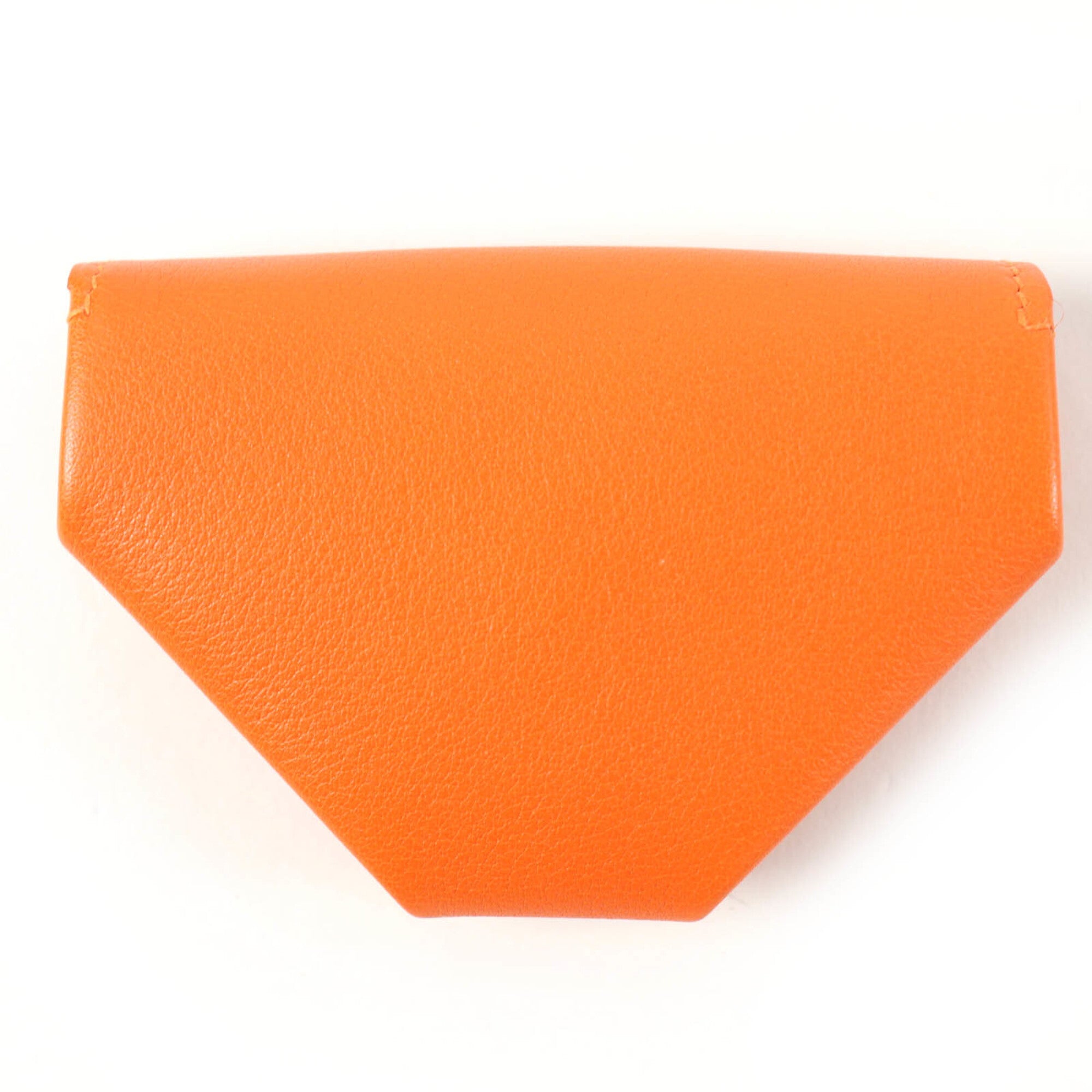 Hermes Orange Leather Coin Purse/Coin Case (Pre-Owned)
