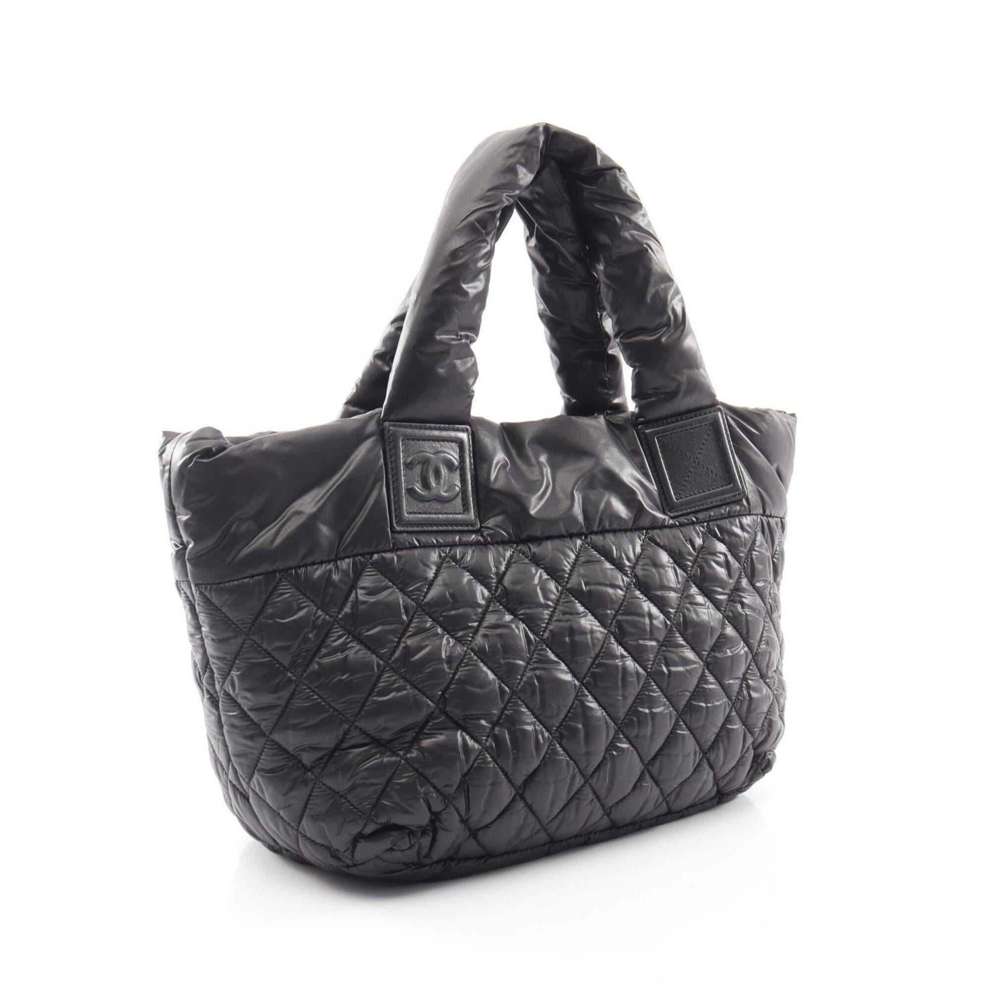 Chanel Black Nylon Leather Handbag Tote Bag (Pre-Owned)