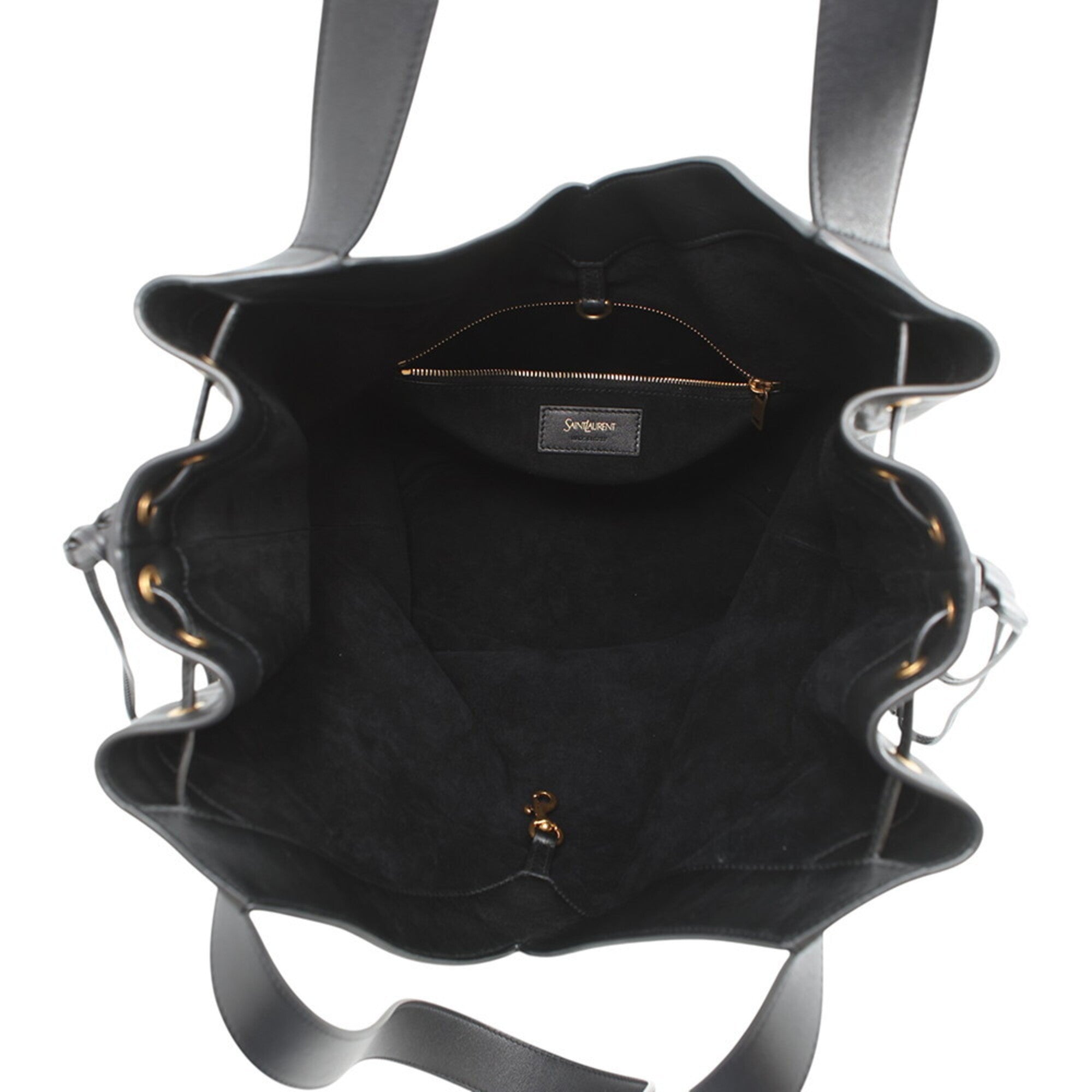Yves Saint Laurent Black Leather Handbag Tote Bag (Pre-Owned)