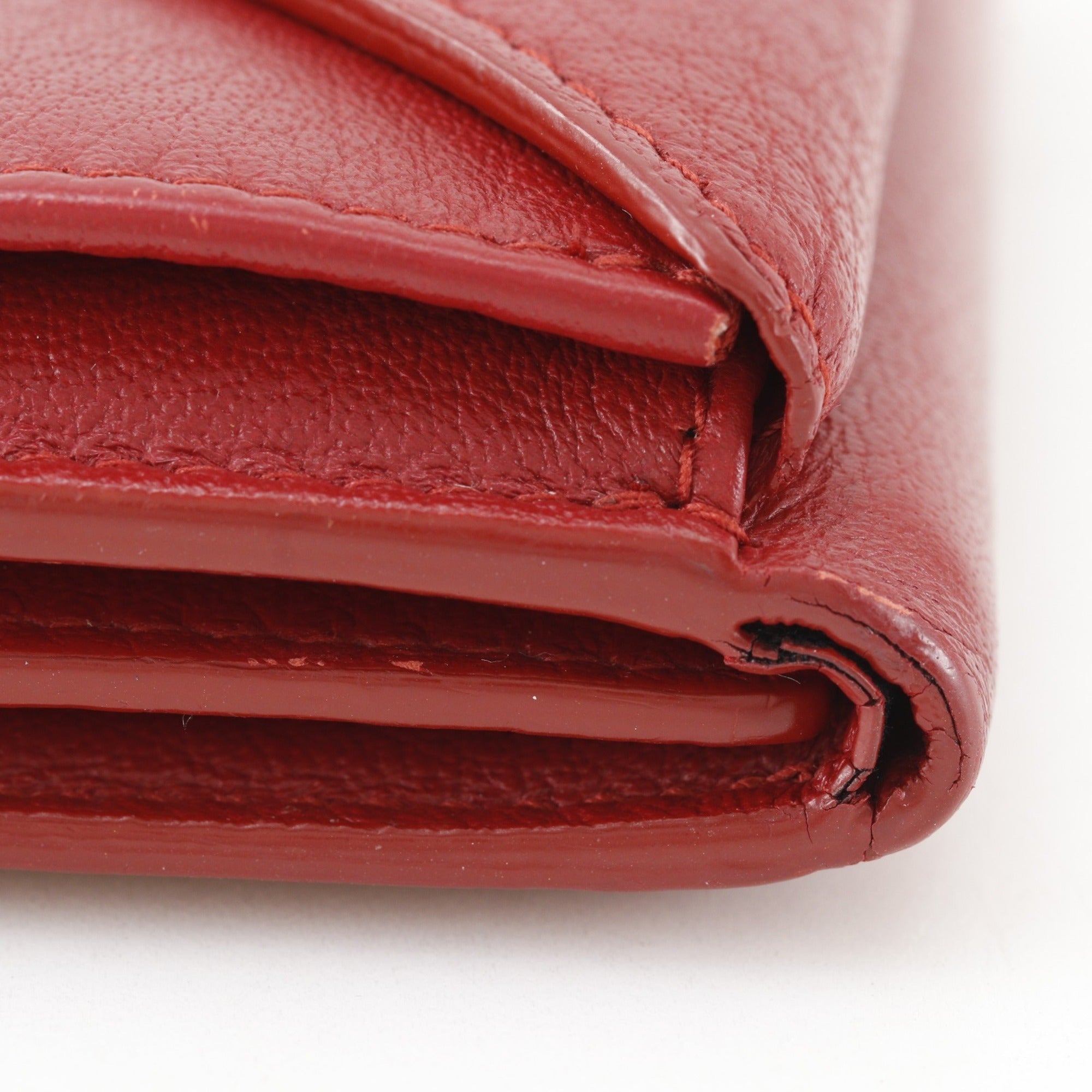 Balenciaga Red Color Leather Wallet (Tri-Fold) (Pre-Owned)