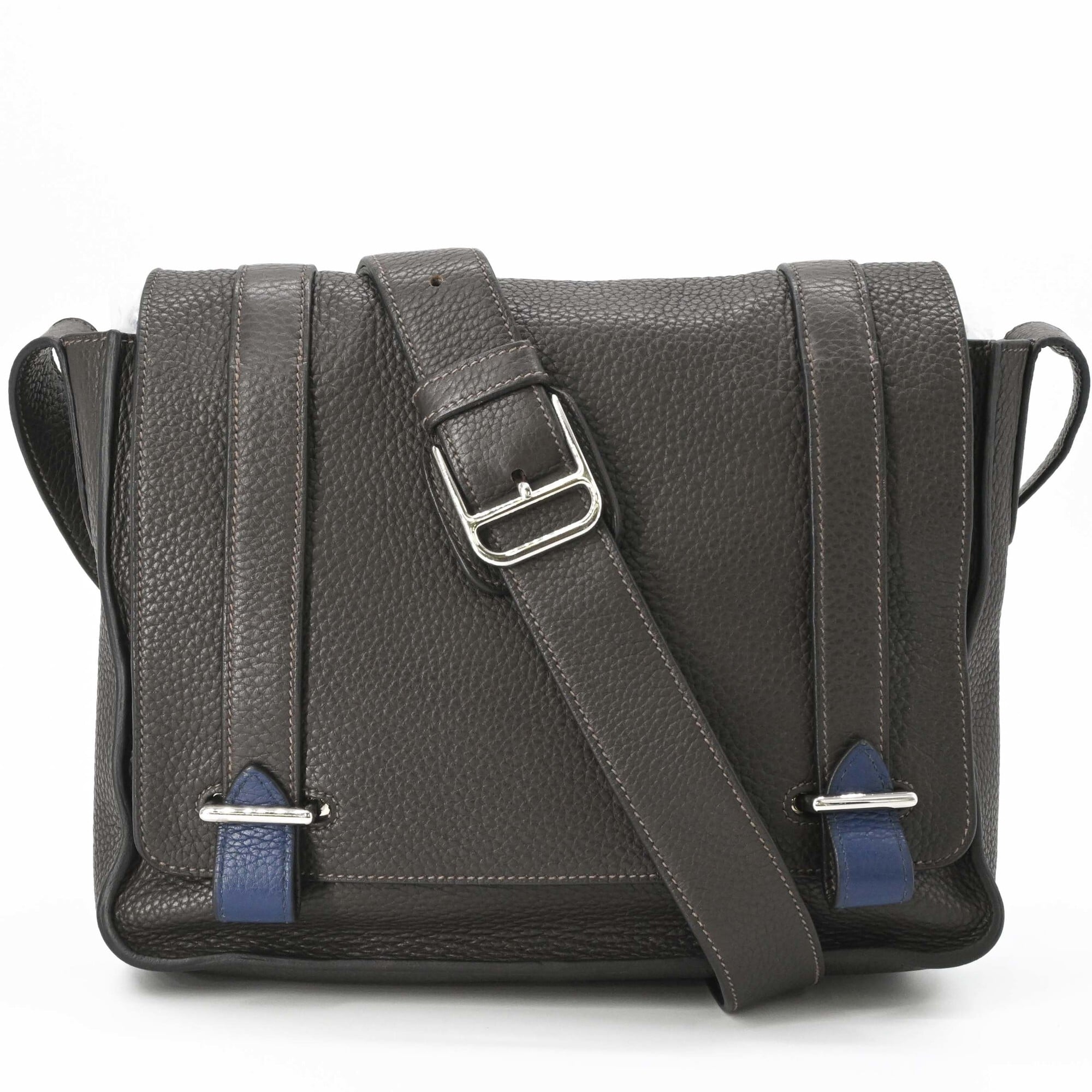 Hermes Caporal Blue Etain Taurillon Clemence Leather Shoulder Bag (Pre-Owned)