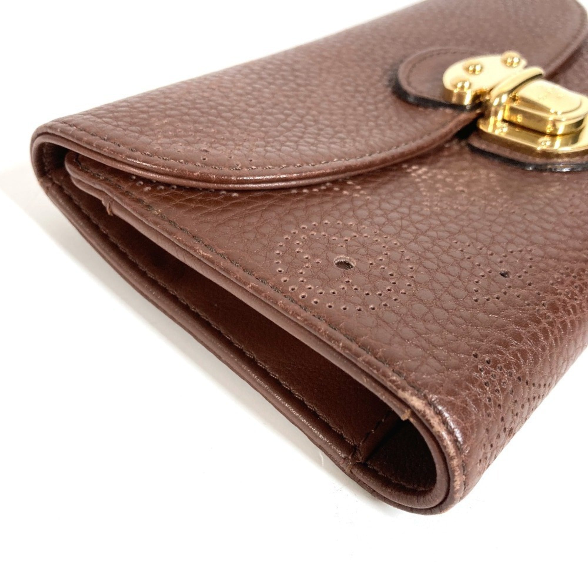 Louis Vuitton Brown Mahina Leather Long Wallet (Tri-Fold) (Pre-Owned)