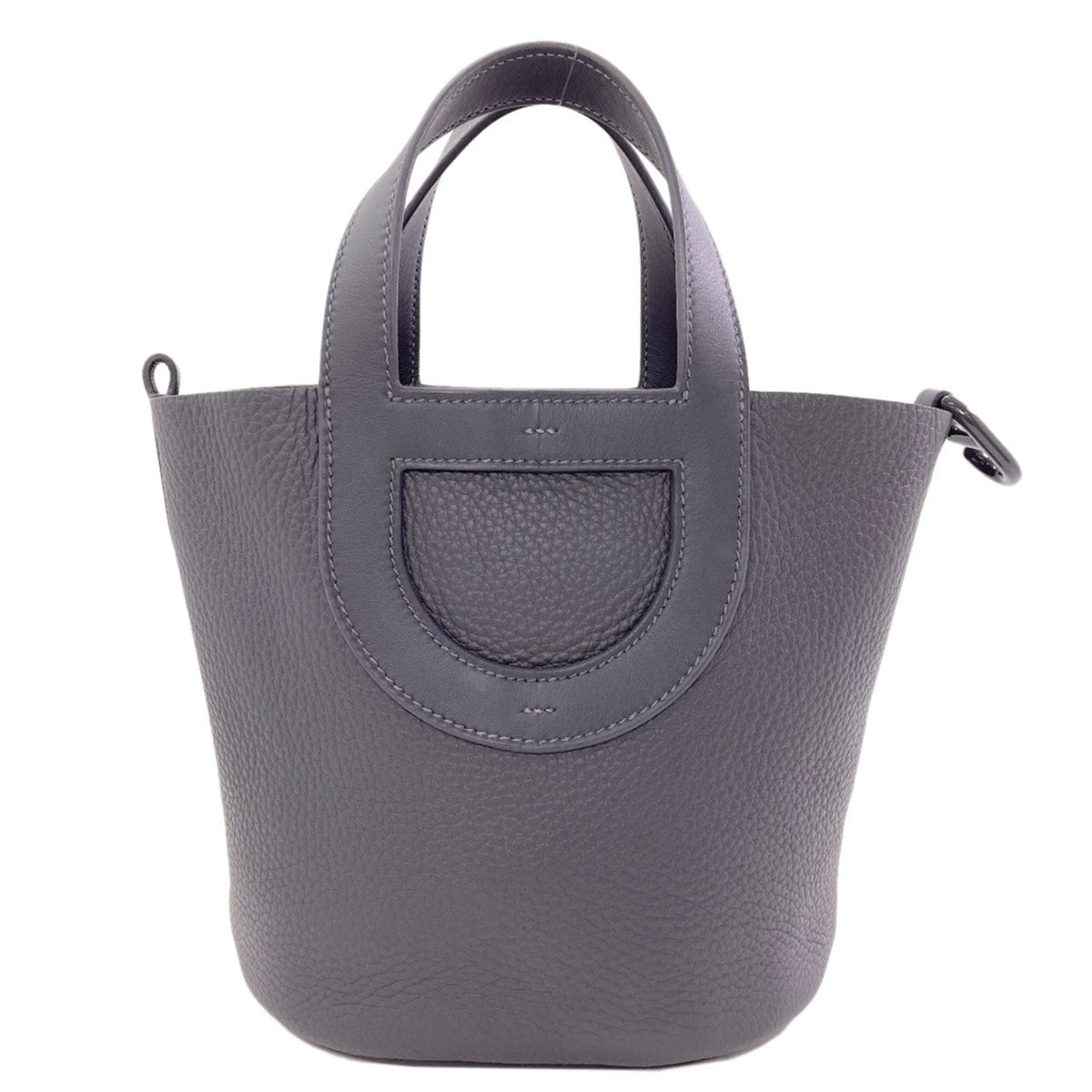 Hermes Gray Taurillon Clemence Leather Handbag (Pre-Owned)