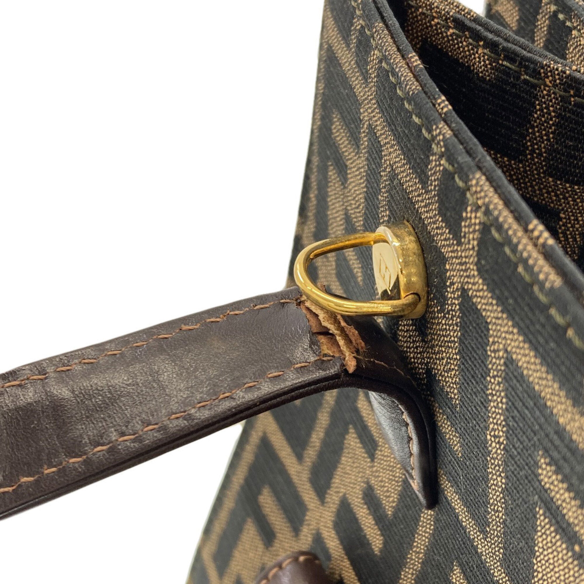 Fendi Brown Canvas Leather Handbag (Pre-Owned)