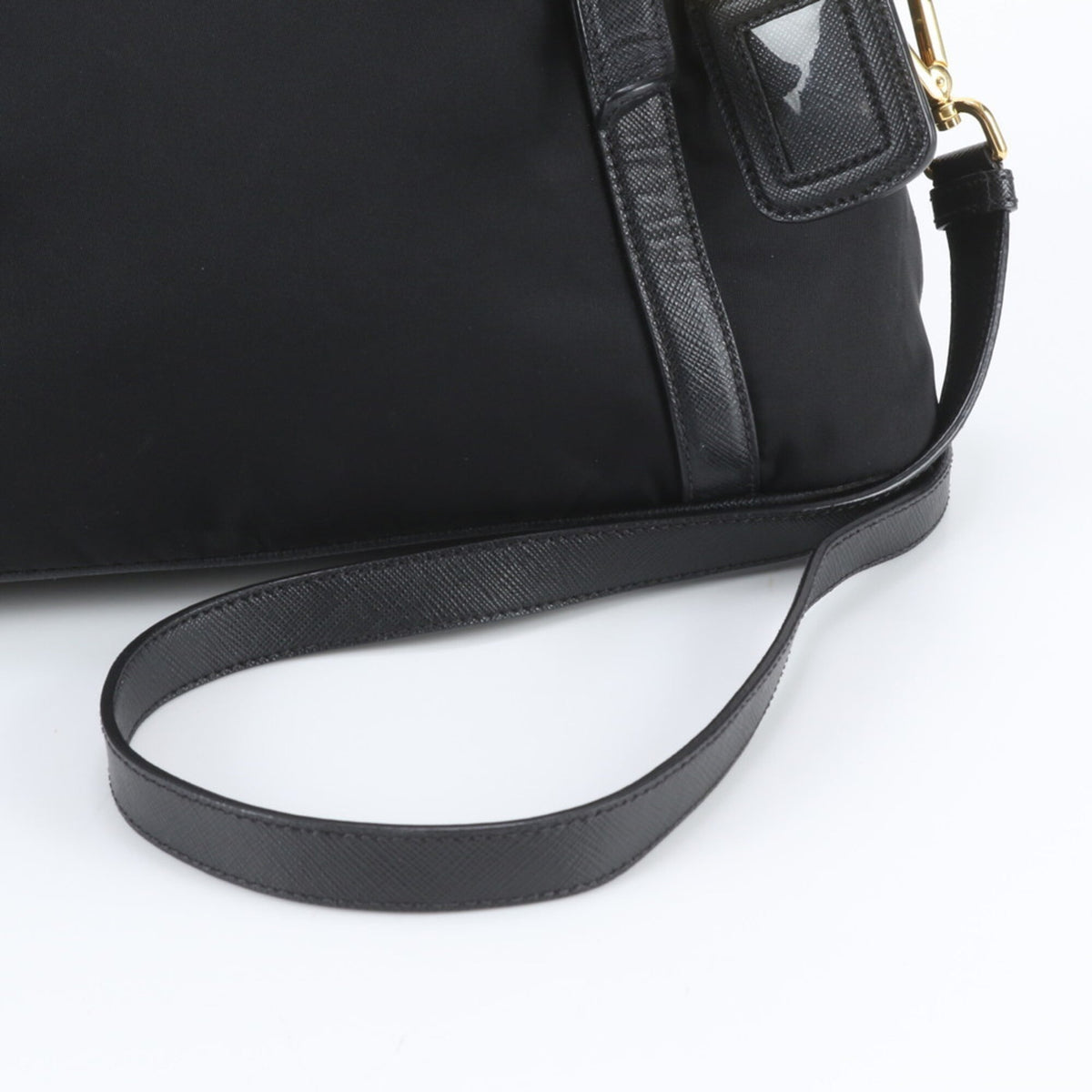Prada Black Leather Nylon Handbag Shoulder Bag Tote Bag (Pre-Owned)