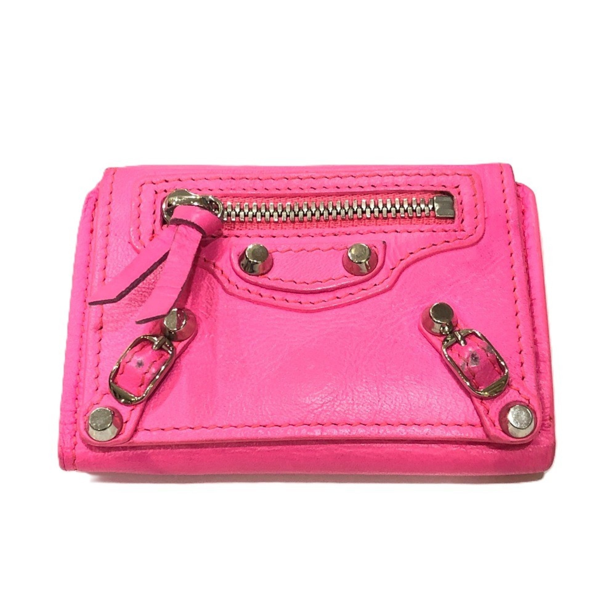 Balenciaga Pink Leather Wallet (Tri-Fold) (Pre-Owned)