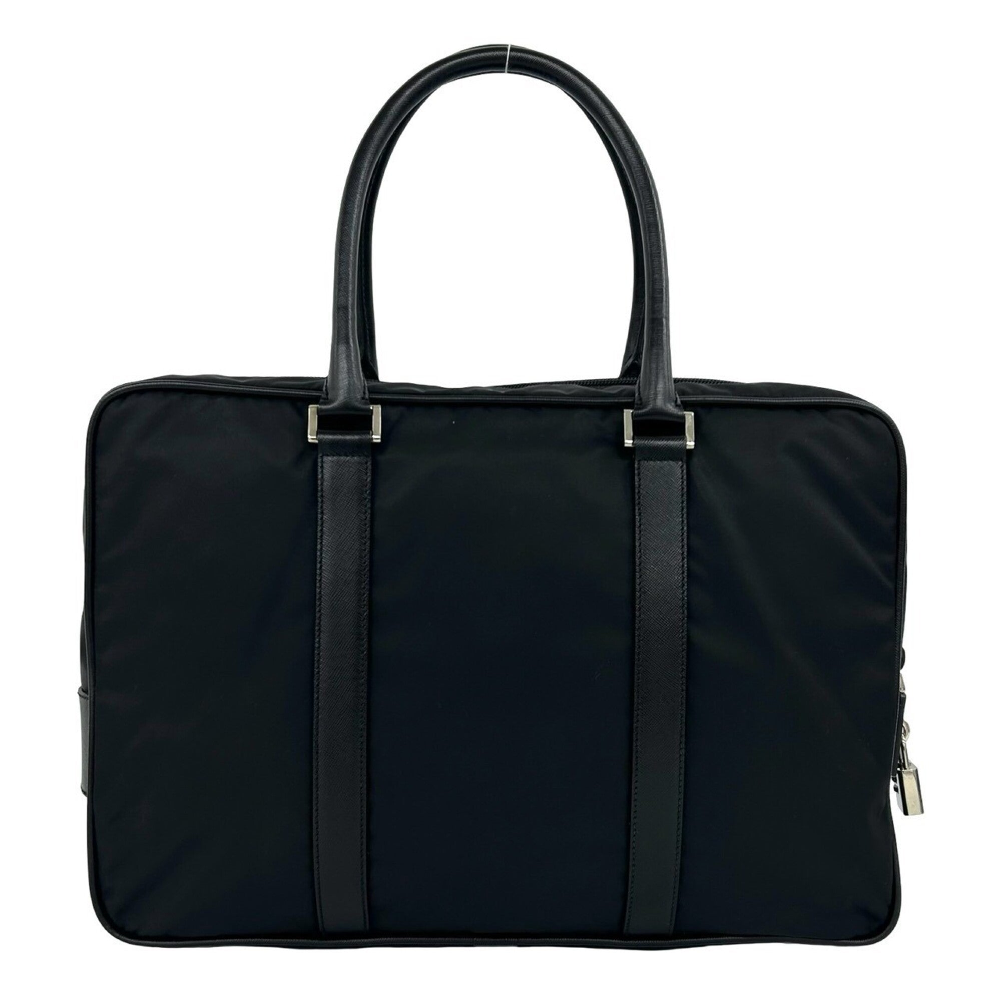 Prada Black Nylon Leather Briefcase (Pre-Owned)