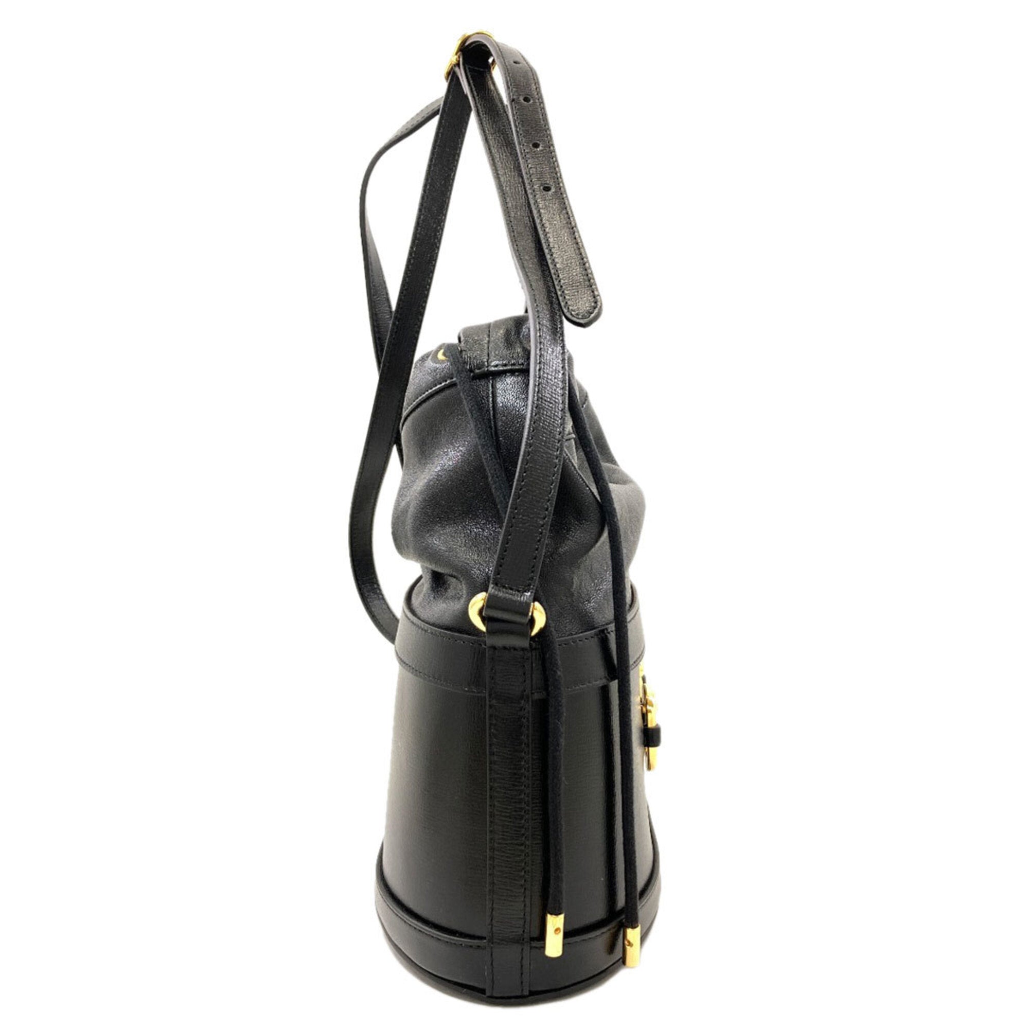 Gucci Horsebit Black Leather Shoulder Bag (Pre-Owned)