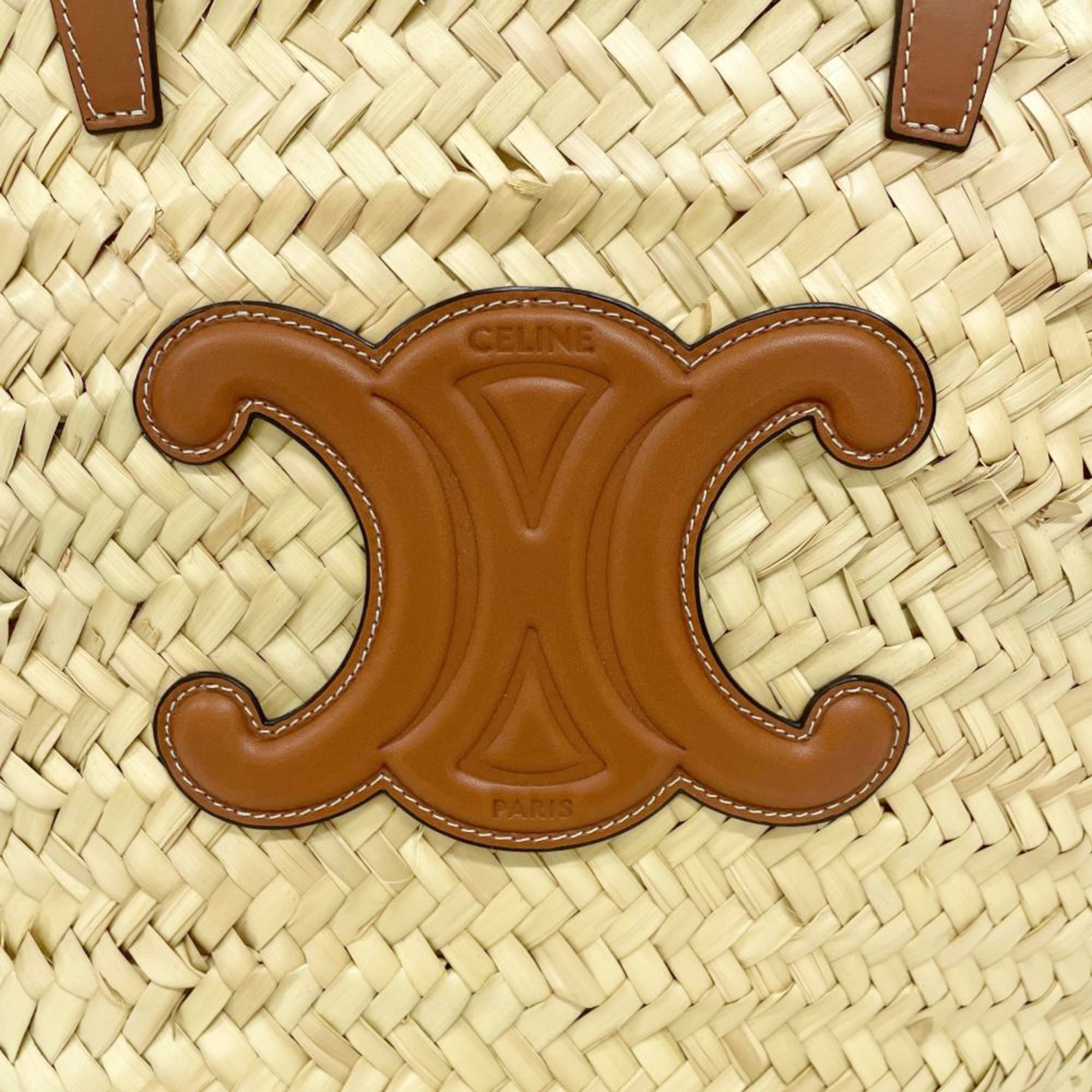Celine Beige Raffia Leather Tote Bag (Pre-Owned)