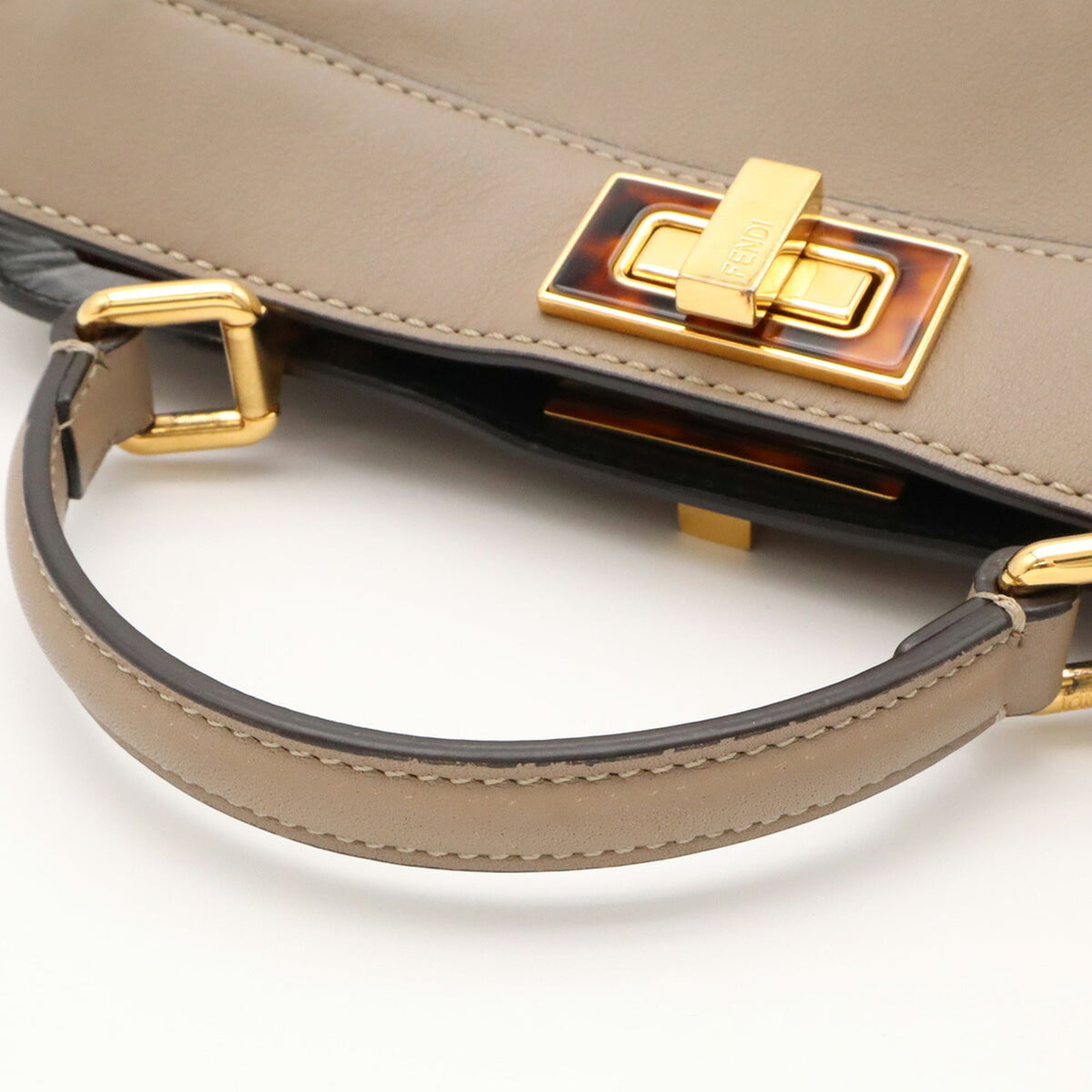 Fendi Gray Leather Handbag Shoulder Bag (Pre-Owned)