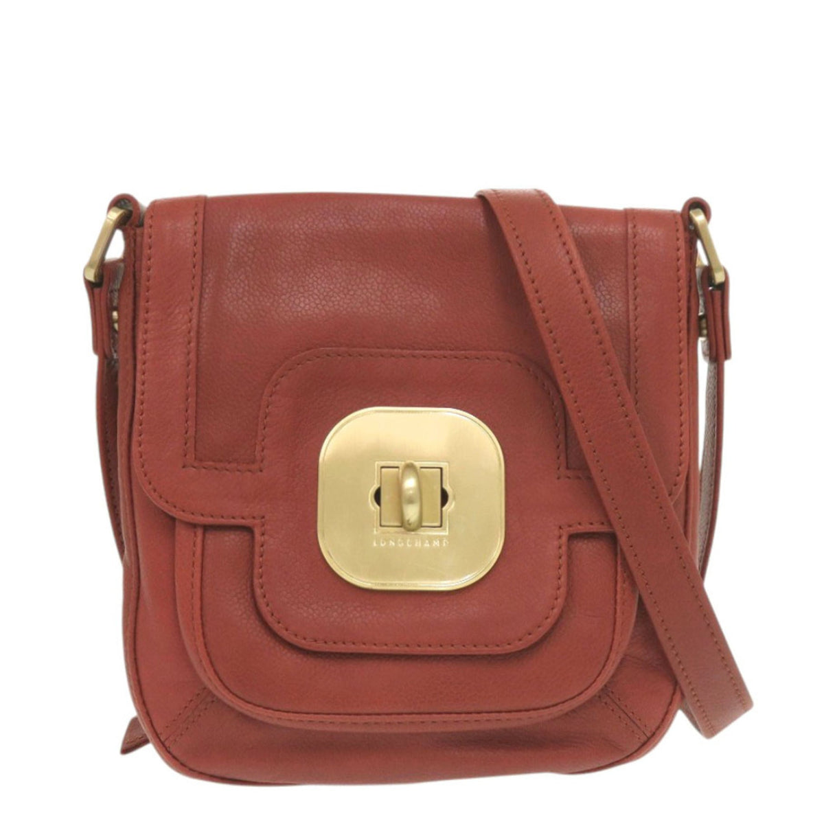 Longchamp Red Color Leather Shoulder Bag (Pre-Owned)