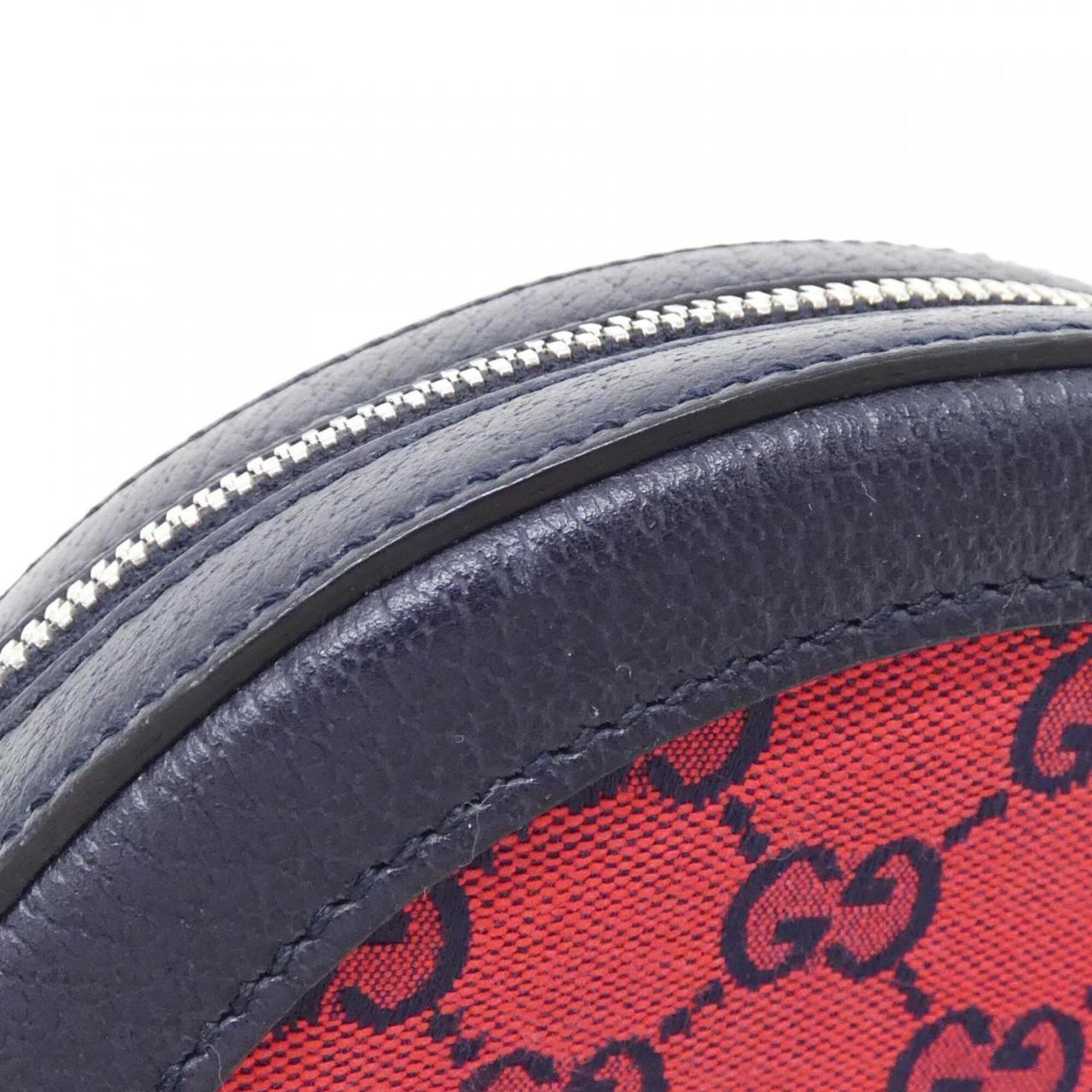 Gucci Blue Red Color Gg Canvas Leather Shoulder Bag (Pre-Owned)