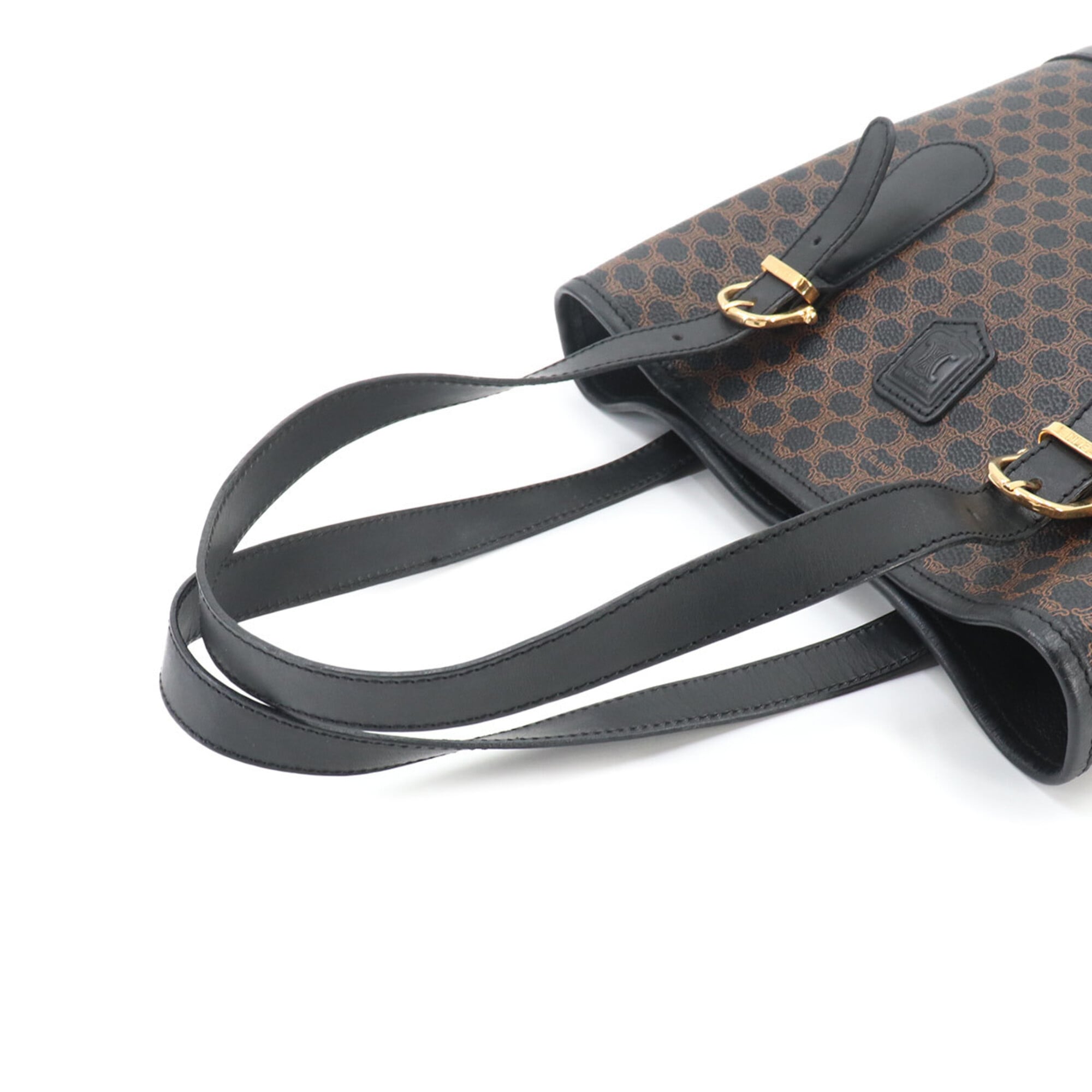 Celine Black Brown Faux Leather Handbag Tote Bag (Pre-Owned)