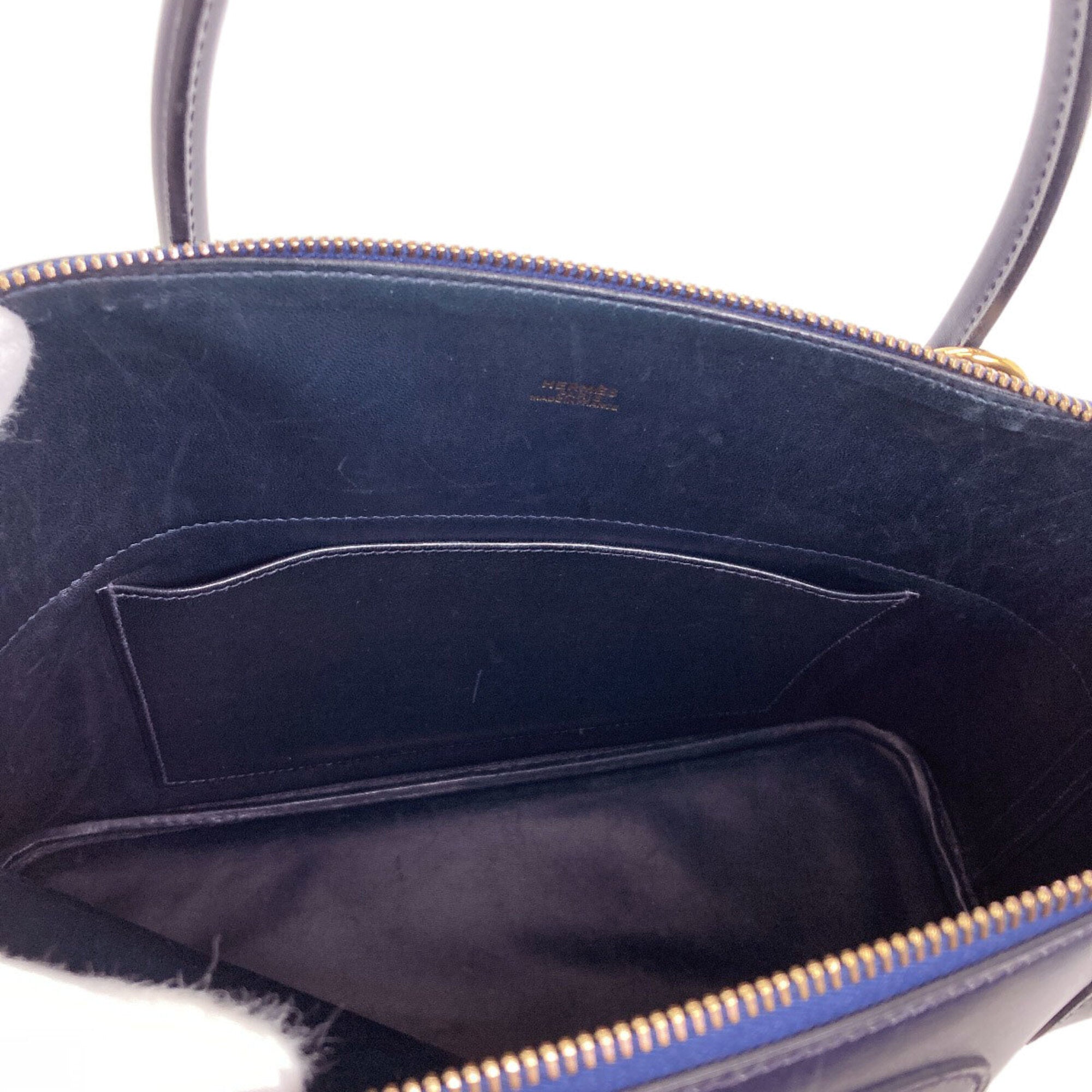 Hermes Dark Blue Box Calf Leather Handbag (Pre-Owned)
