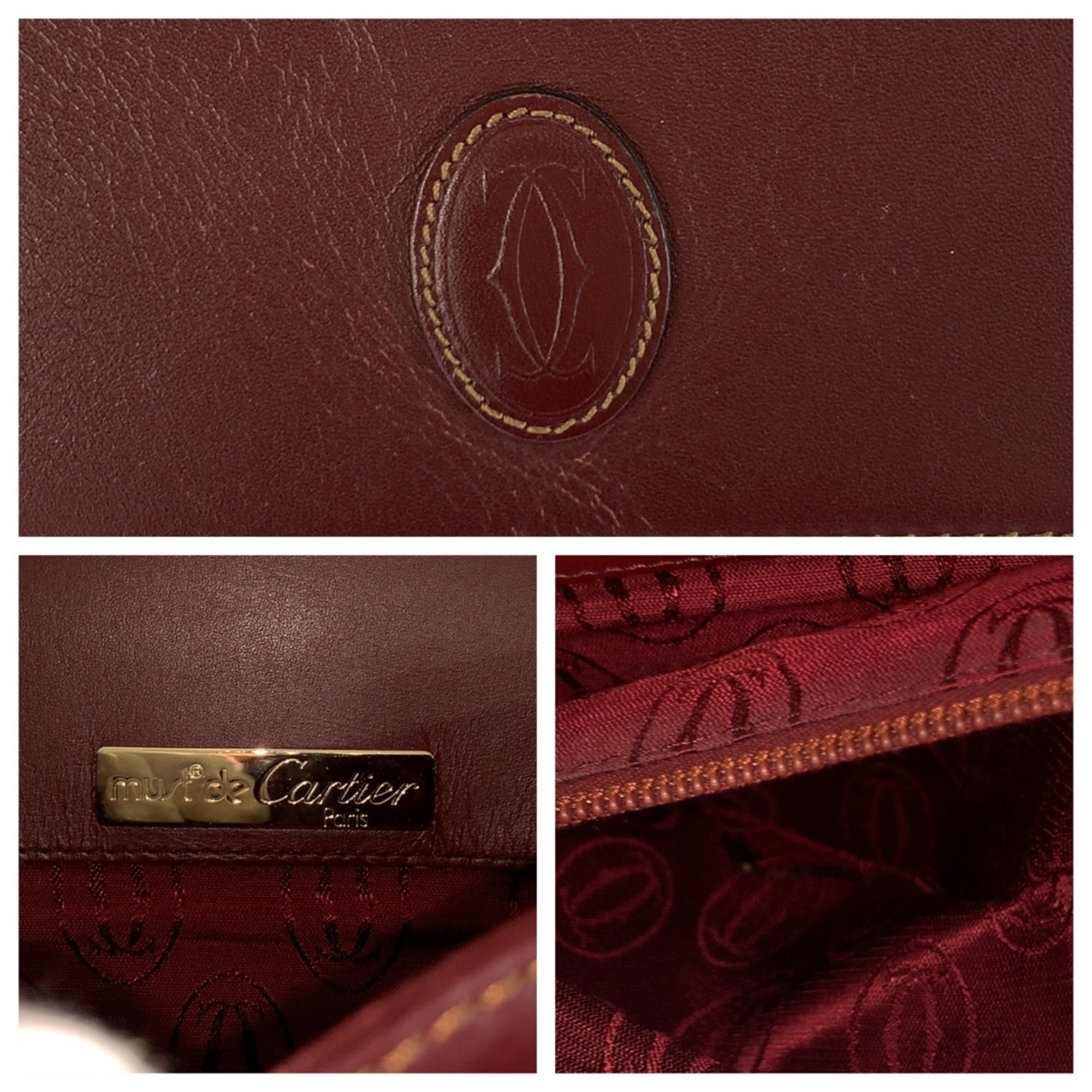 Cartier Bordeaux Leather Pochette Shoulder Bag (Pre-Owned)