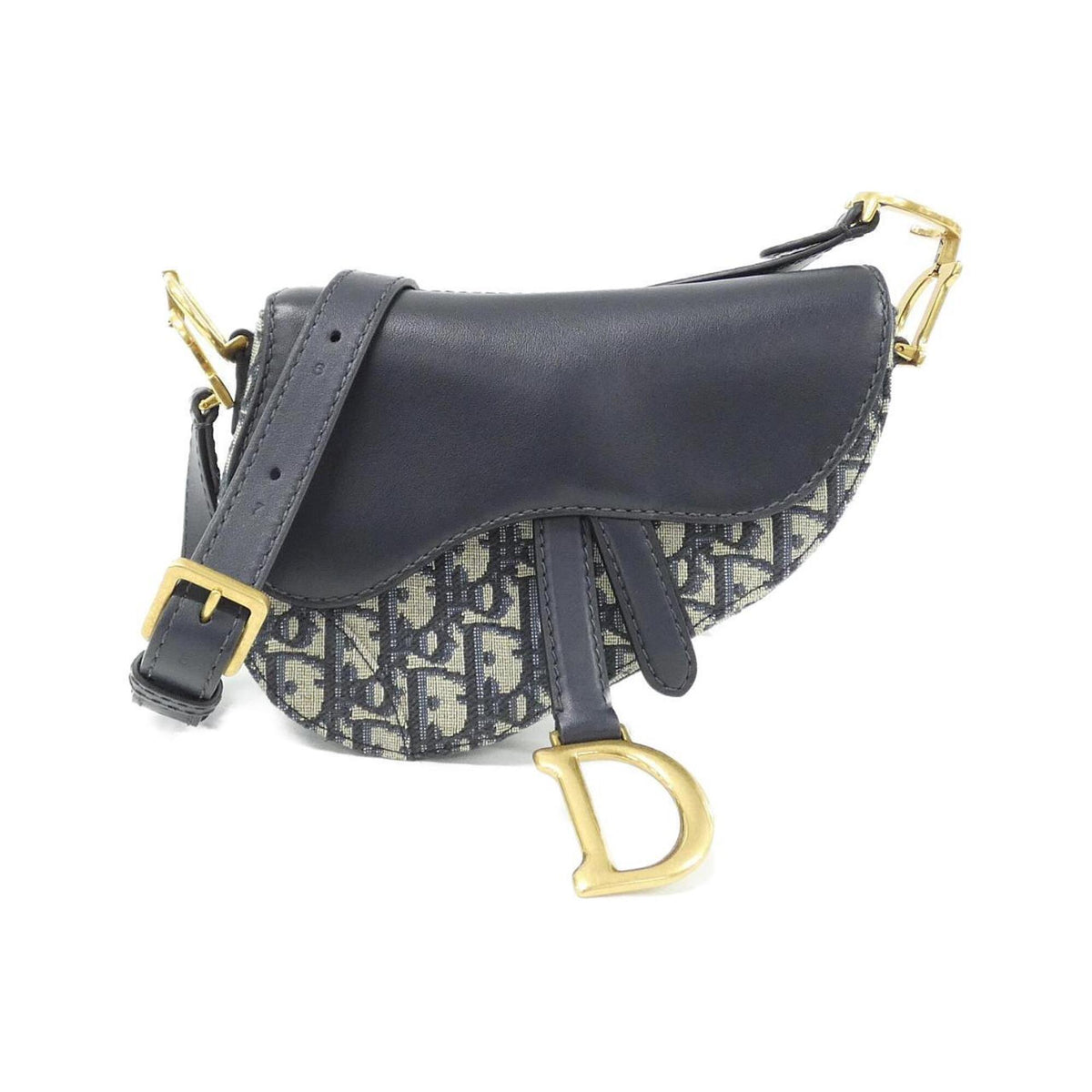 Christian Dior Blue Canvas Leather Shoulder Bag (Pre-Owned)