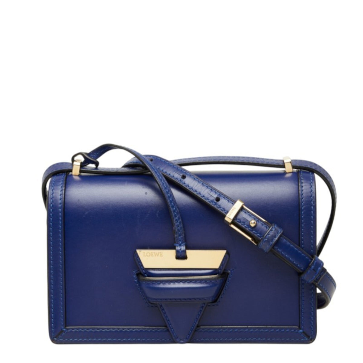 Loewe Barcelona Blue Leather Shoulder Bag (Pre-Owned)