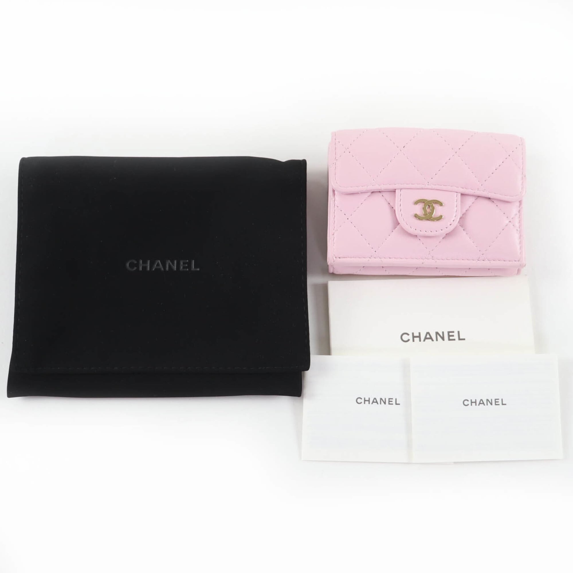 Chanel Matelasse Pink Leather Wallet (Tri-Fold) (Pre-Owned)