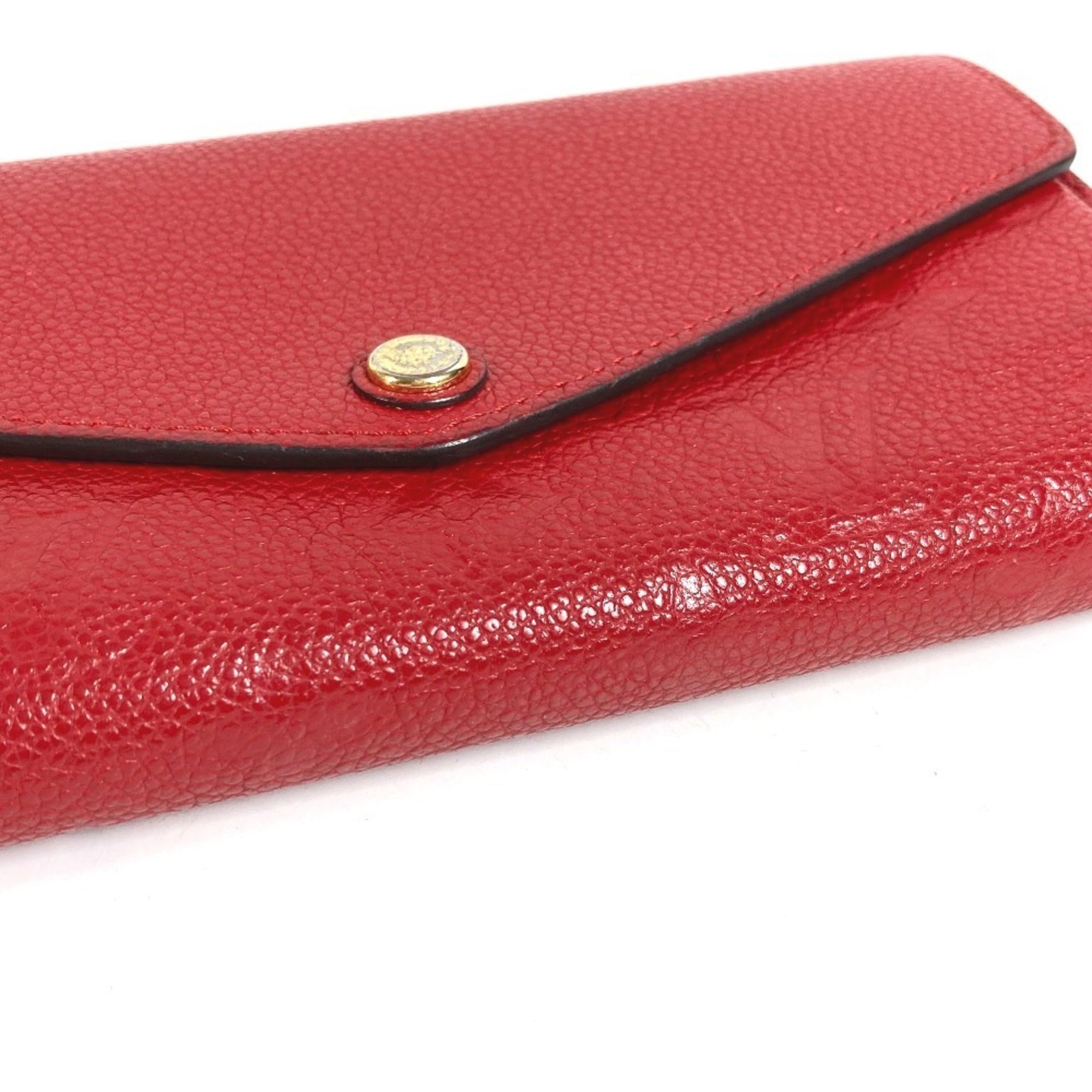 Louis Vuitton Red Color Monogram Empreinte Long Wallet (Bi-Fold) (Pre-Owned)