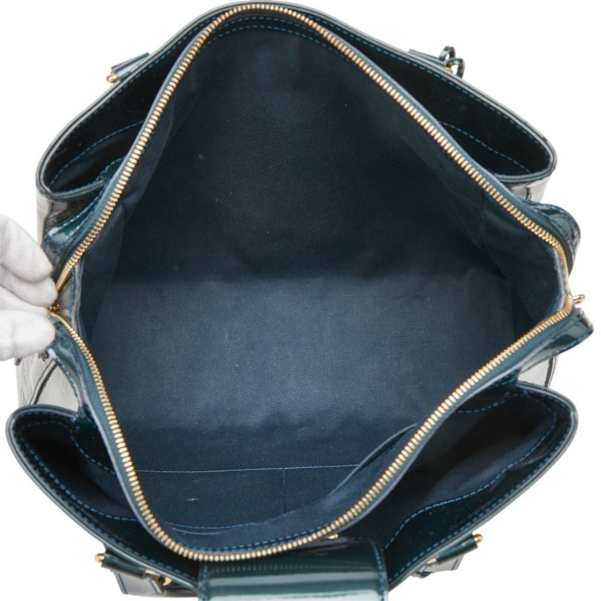 Louis Vuitton Blue Nuit Green Monogram Patent Leather Handbag (Pre-Owned)