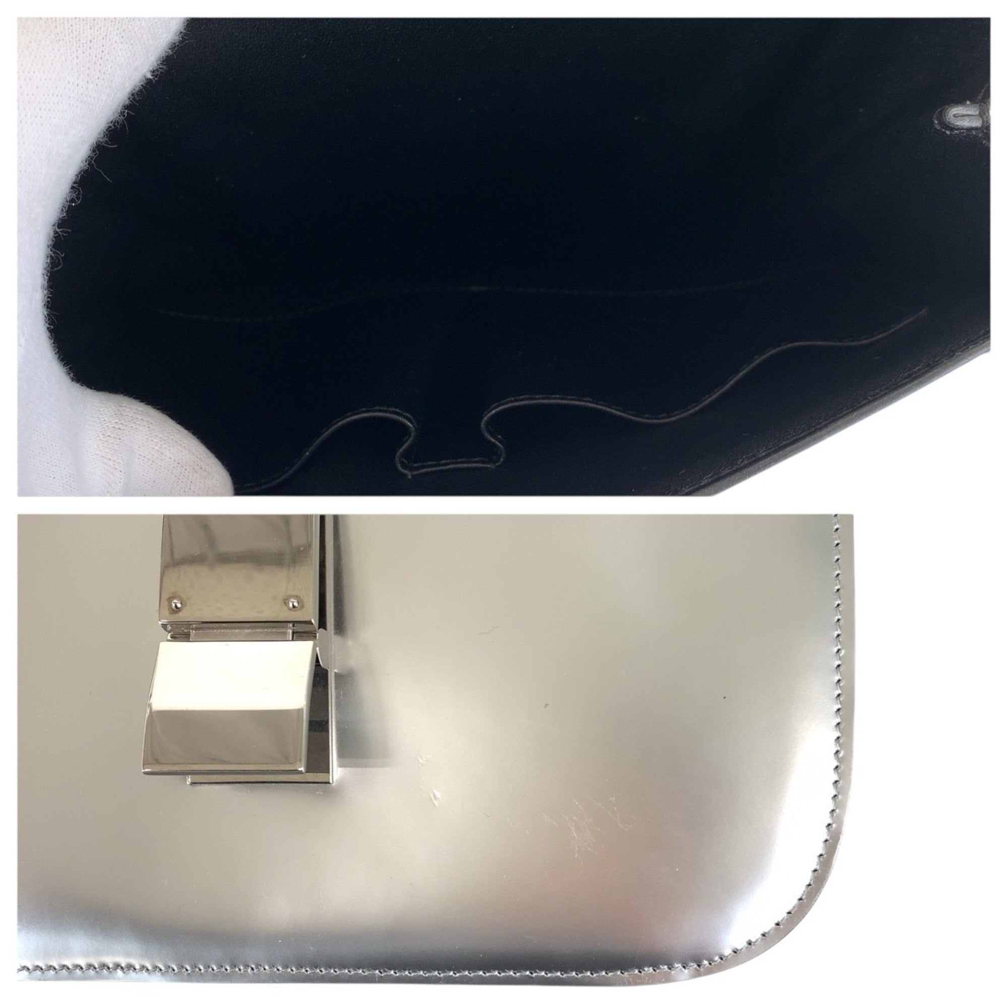 Celine Silver Leather Pochette Shoulder Bag (Pre-Owned)