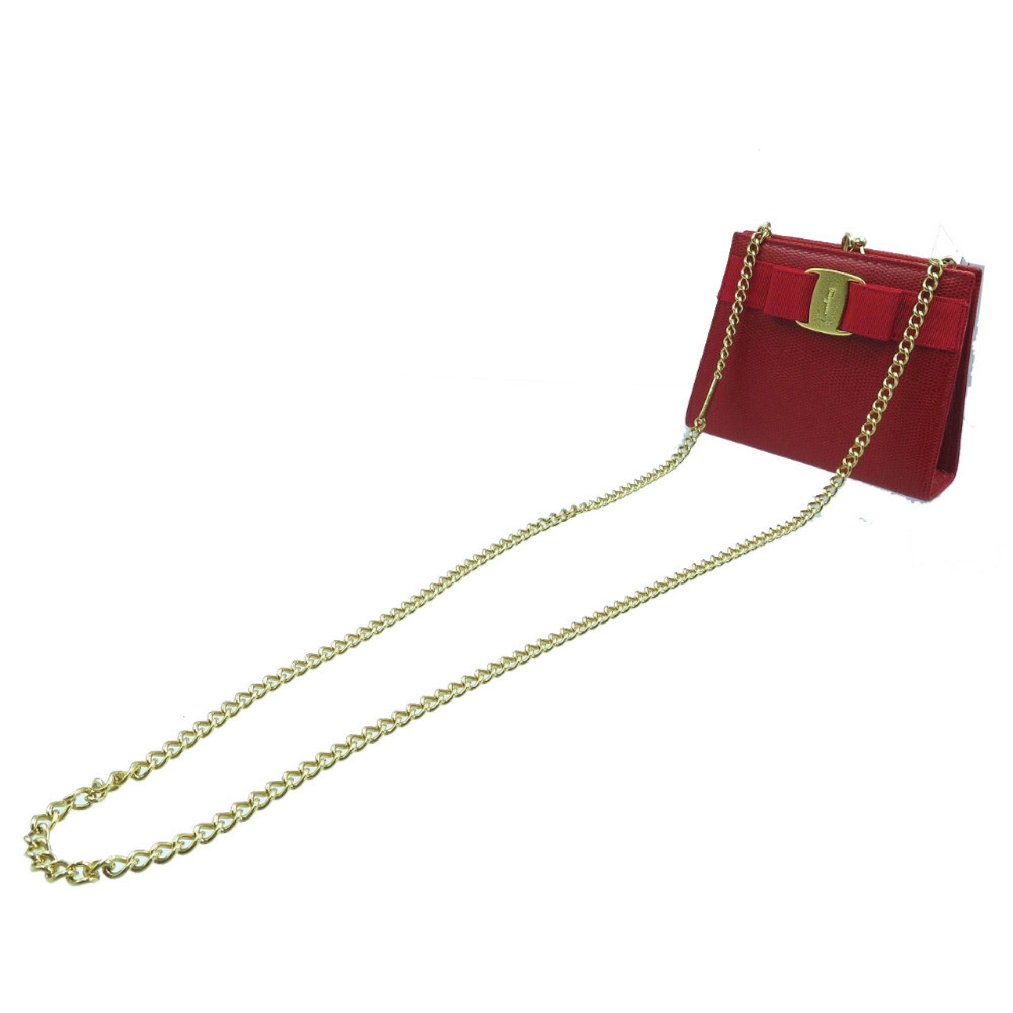 Salvatore Ferragamo Red Color Leather Shoulder Bag (Pre-Owned)