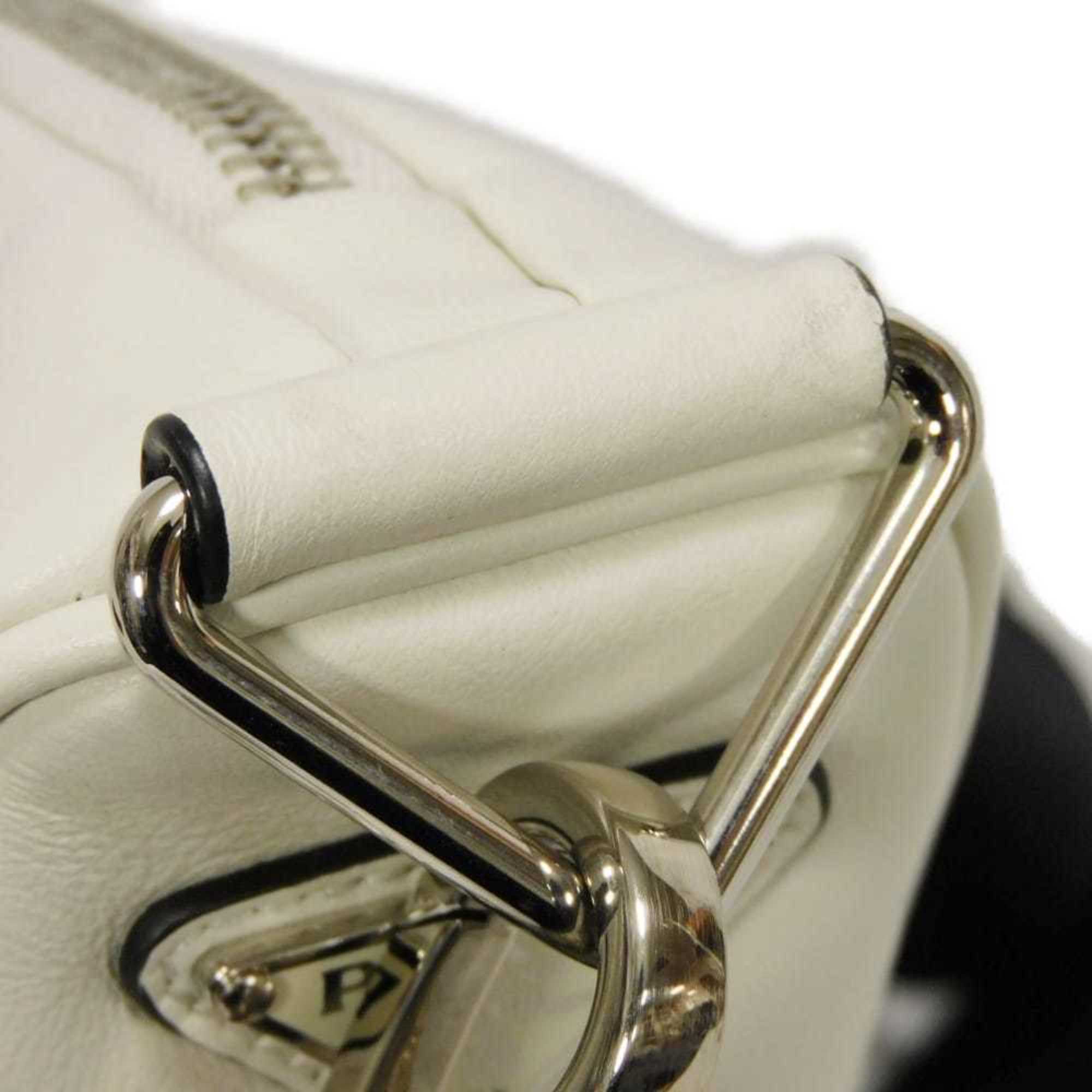 Prada Bianco White Leather Pouch Shoulder Bag (Pre-Owned)