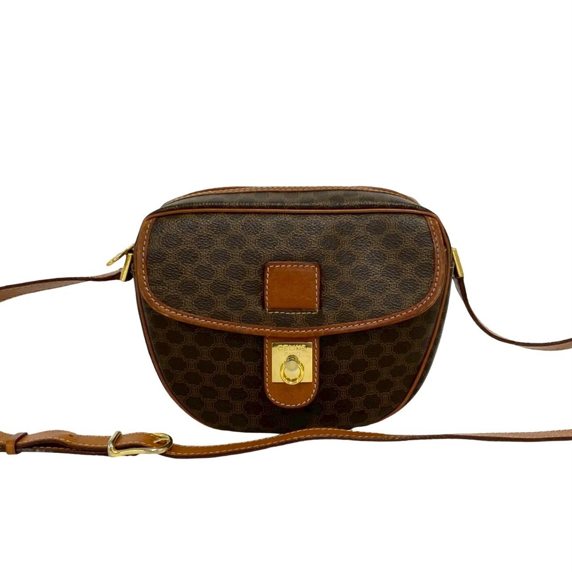 Celine Brown Leather Pvc Pochette Shoulder Bag (Pre-Owned)