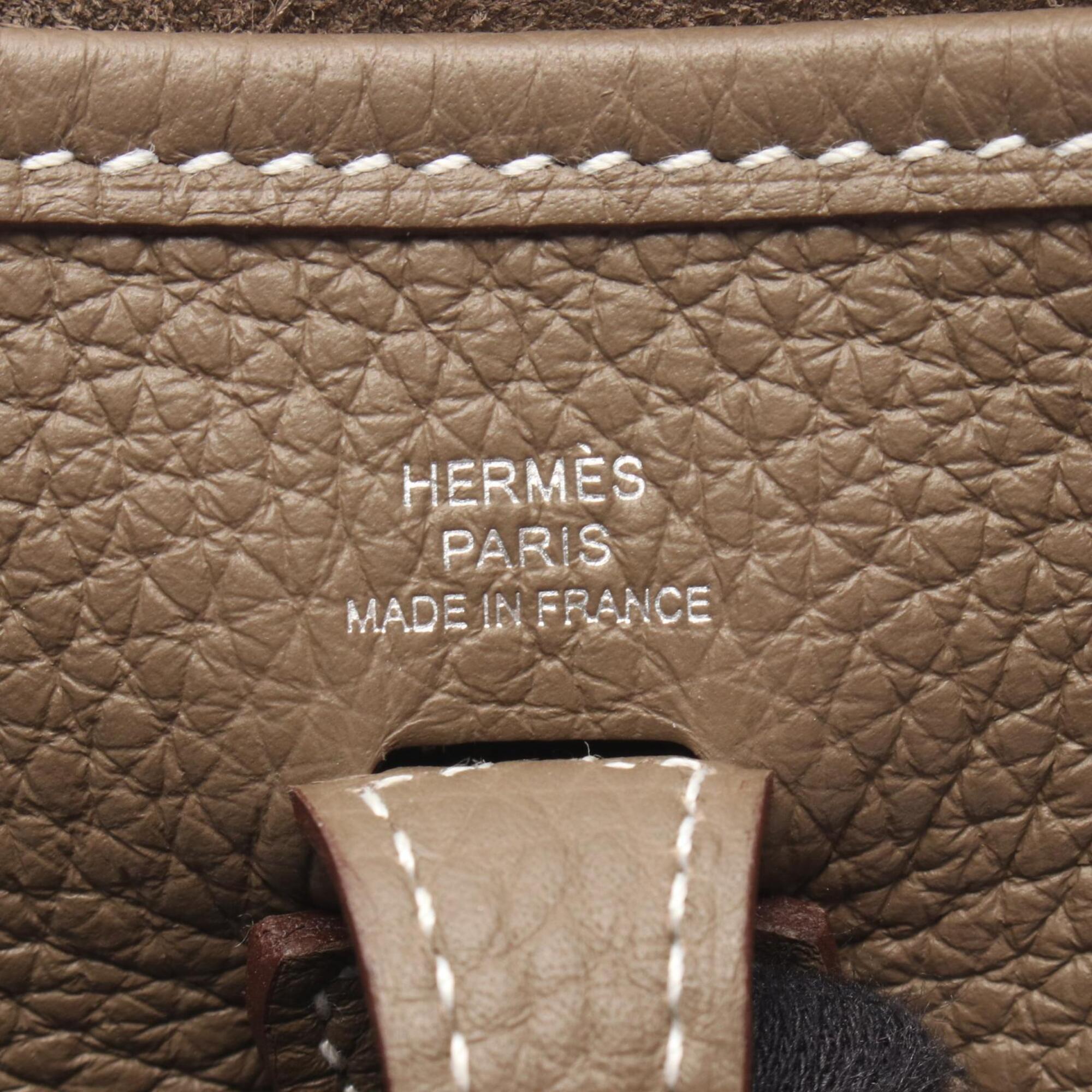 Hermes Etoupe Gray Taurillon Clemence Leather Shoulder Bag (Pre-Owned)