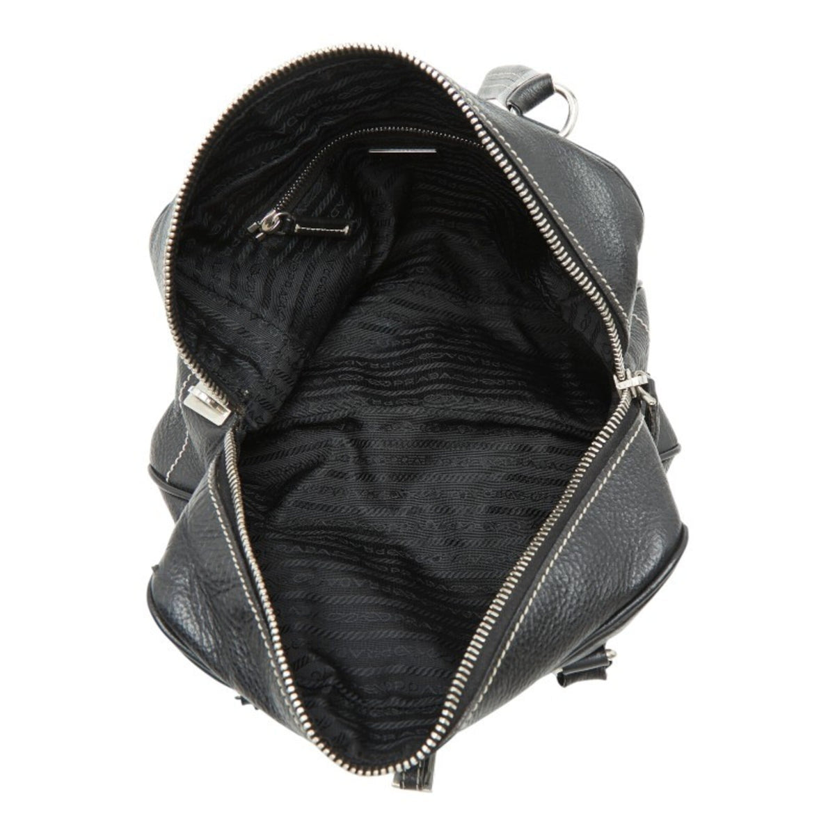 Prada Black Leather Boston Bag Handbag (Pre-Owned)