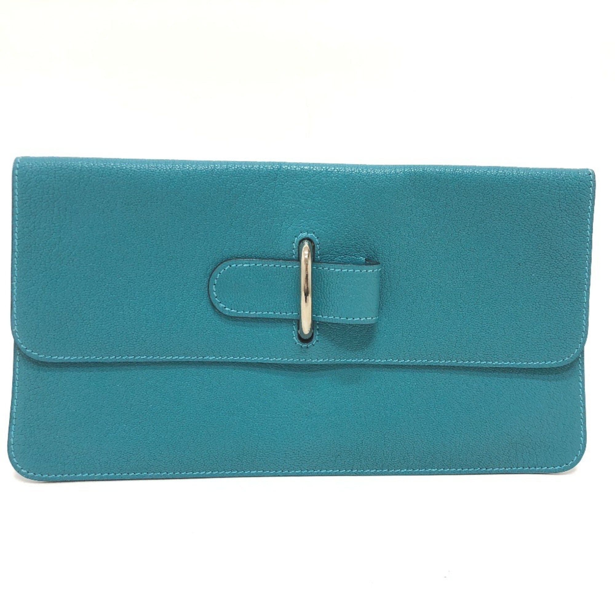 Hermes Blue Jean Chevre Myzore Leather Clutch Bag Pouch (Pre-Owned)