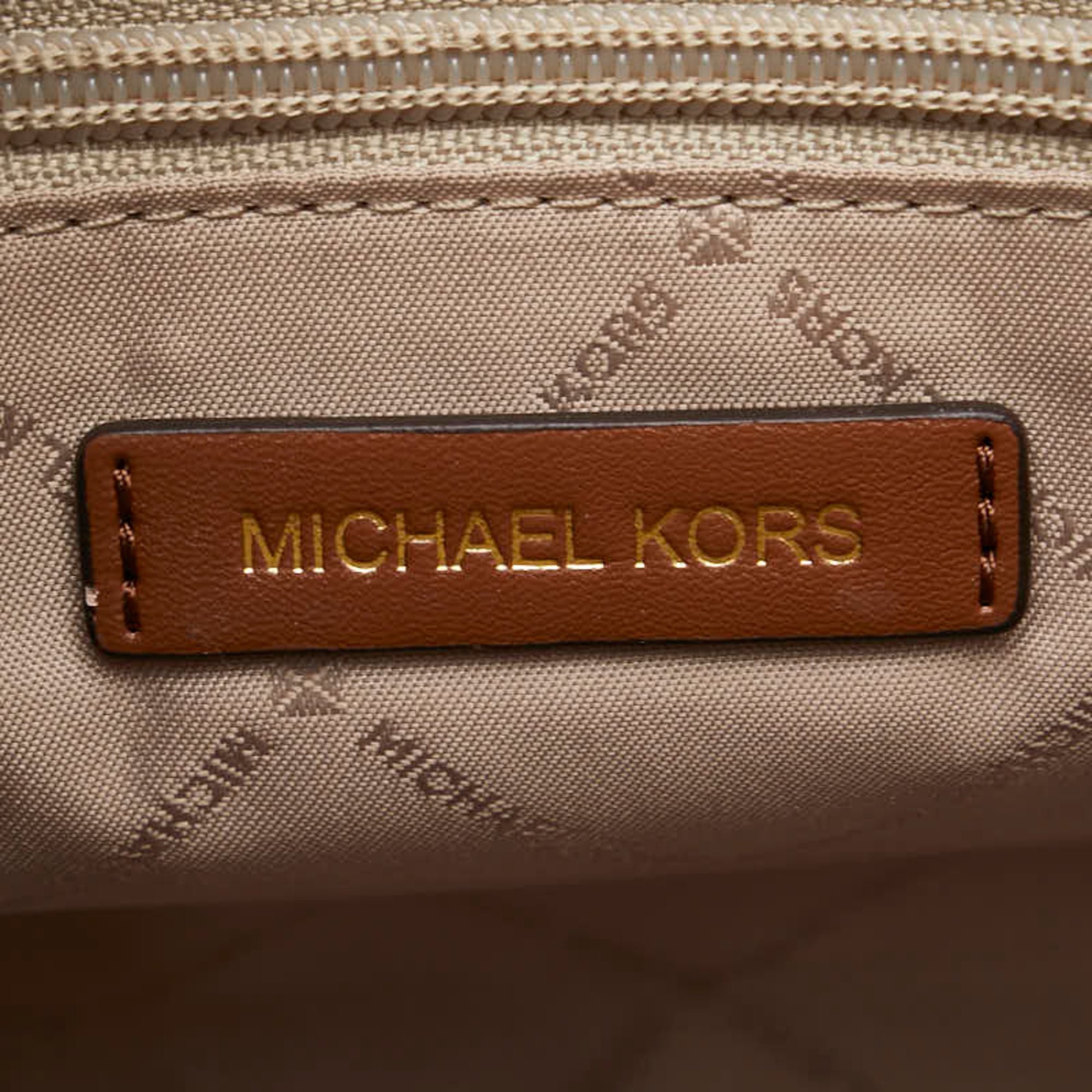 Michael Kors Blue Brown Canvas Leather Shoulder Bag Tote Bag (Pre-Owned)