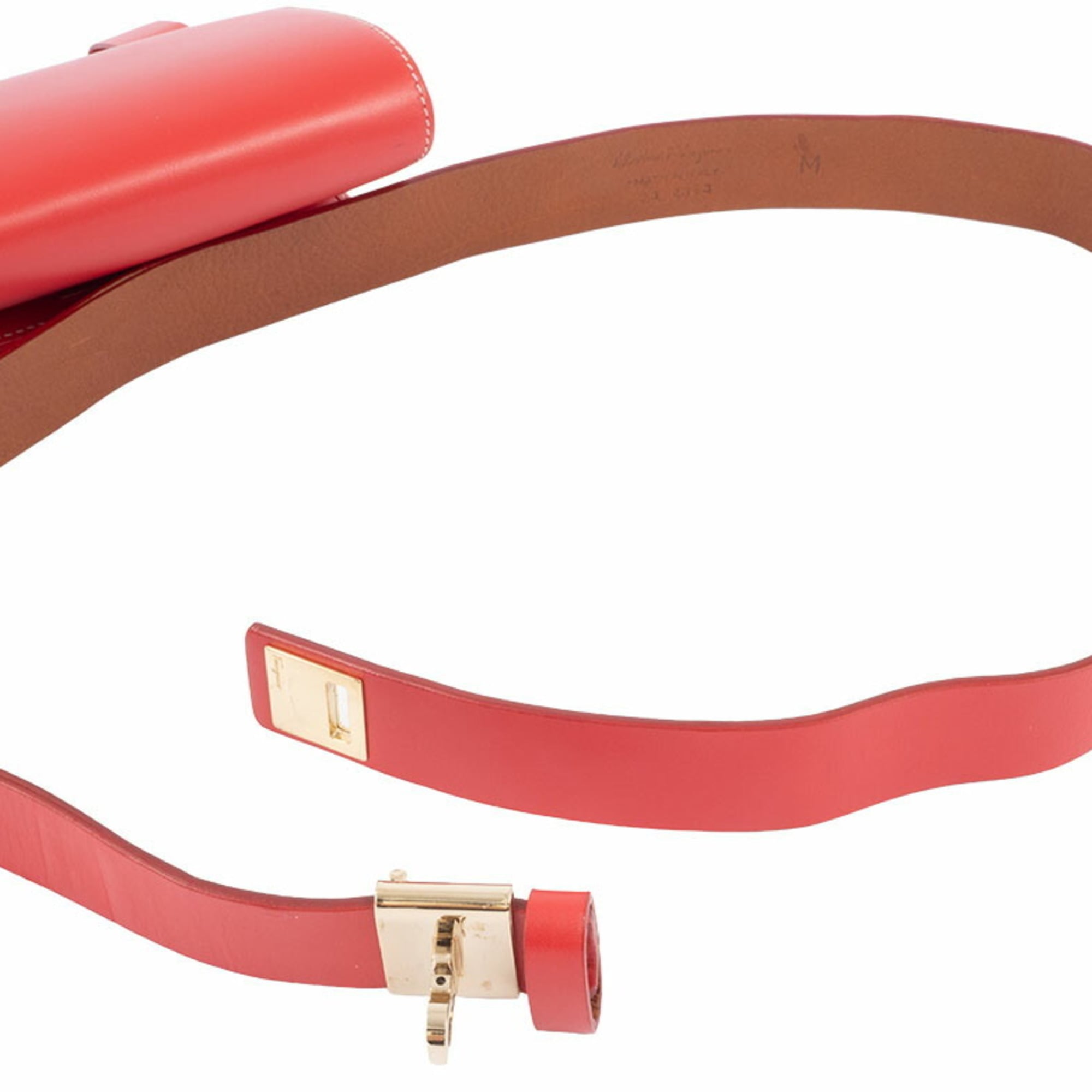 Salvatore Ferragamo Red Color Leather Fanny Pack Sling Bag (Pre-Owned)
