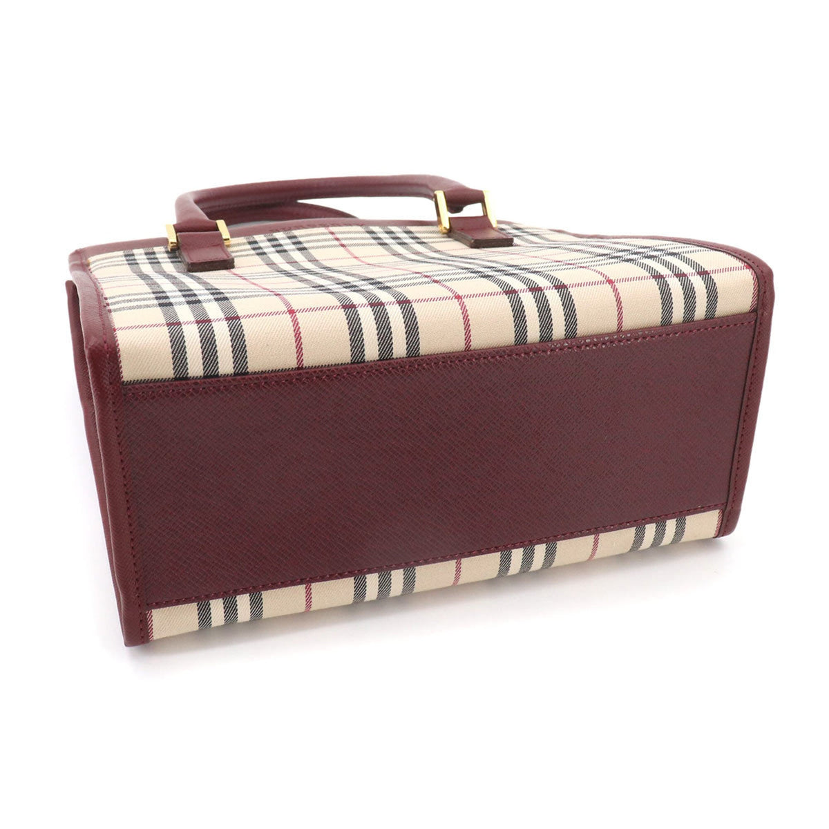 Burberry Beige Bordeaux Canvas Leather Handbag (Pre-Owned)