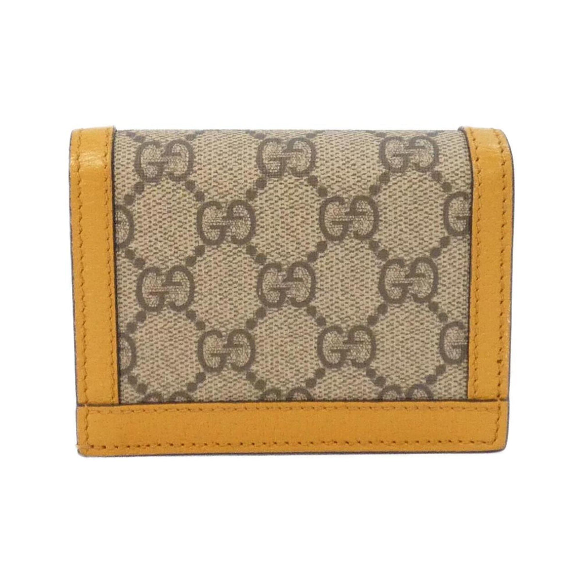 Gucci Beige Mustard Gg Supreme Canvas Leather Wallet (Bi-Fold) (Pre-Owned)